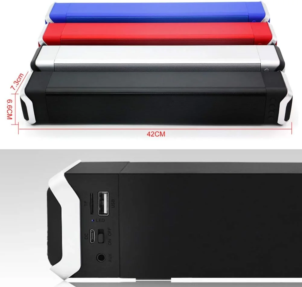 مینی ساندبار ضد آب با بلوتوث نسخه 2.1، کیفیت صدای فوق العاده بالا، صدای فراگیر سه بعدی استریو، قابل حمل، سفید