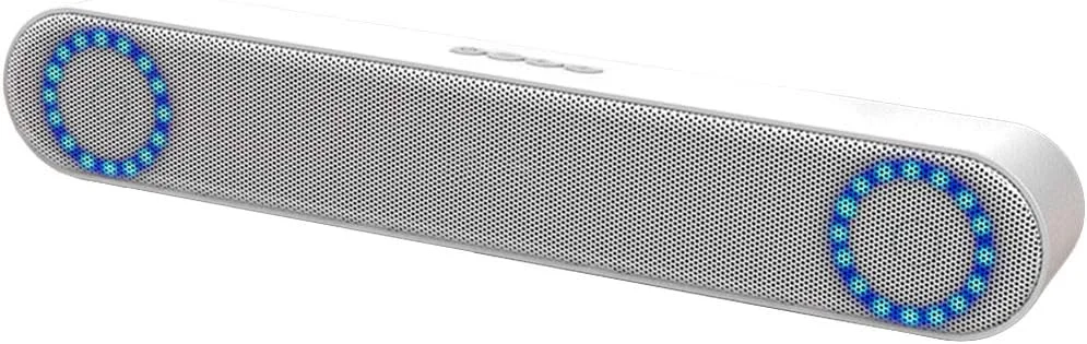 مینی ساندبار بی‌سیم بلوتوثی با افکت صدای فراگیر 360 درجه، دارای 3 حالت صدا، تراشه بلوتوث 5.0 داخلی، اتصال سیمی و بی‌سیم با برد بیش از 10 متر، آبی