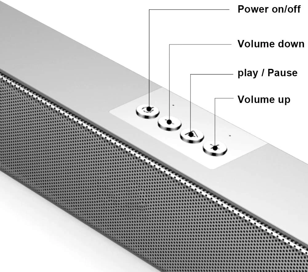 مینی ساندبار بی‌سیم بلوتوثی با افکت صدای فراگیر 360 درجه، دارای 3 حالت صدا، تراشه بلوتوث 5.0 داخلی، اتصال سیمی و بی‌سیم با برد بیش از 10 متر، آبی