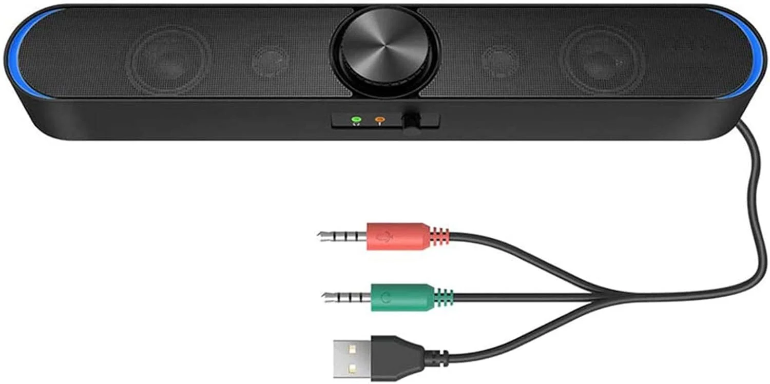 اسپیکر بلوتوثی با جلوه نورپردازی ال ای دی، ساندبار کامپیوتر با ساب ووفر داخلی، صدای فراگیر، اتصال بلوتوثی سیمی و بی سیم با بیس قوی