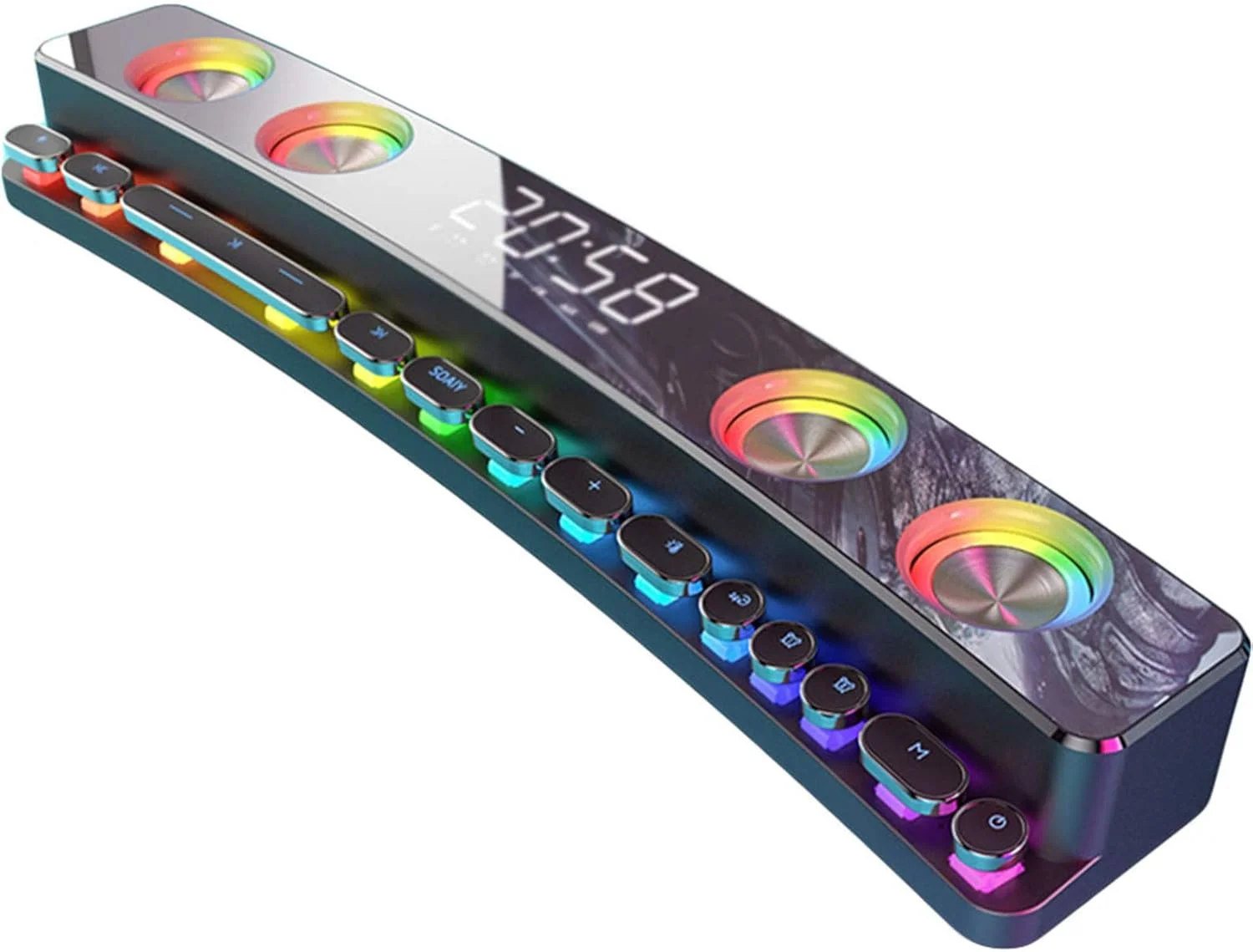 اسپیکر ساندبار 360 درجه استریو تلویزیون با فناوری بلوتوث 5.0، اسپیکر چند منظوره با روش‌های پخش صدای تریبل استریو 4 بعدی، بیس زیبا و کامل - مدل جدید