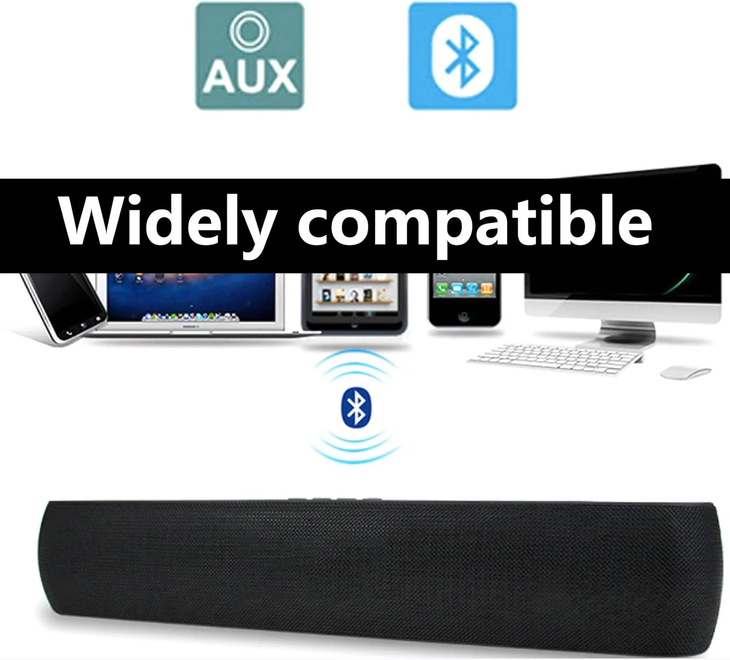 نوار صوتی بلوتوث 5.0 سیمی و بی سیم، نوار صوتی تلویزیون با ساب ووفر بی سیم، اپتیکال/Aux/USB/کواکسیال، صدای فراگیر قابل تنظیم باس برای سینمای خانگی، سبز جدید