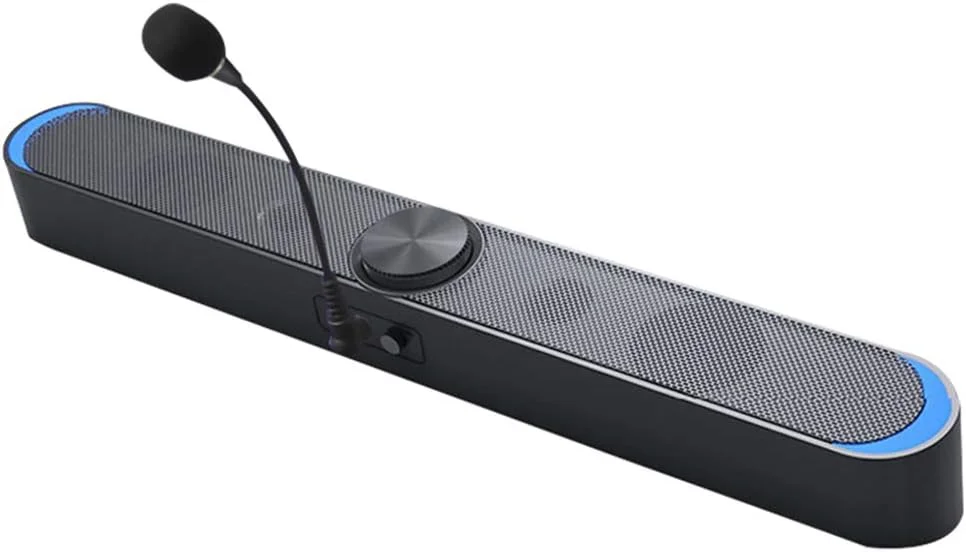 اسپیکر قابل حمل مینی ساندبار برای ماشین اتصال بلوتوثی سیمی و بی سیم با ساب ووفر داخلی صدای فراگیر با میکروفون جلوه نورپردازی ال ای دی مدل جدید