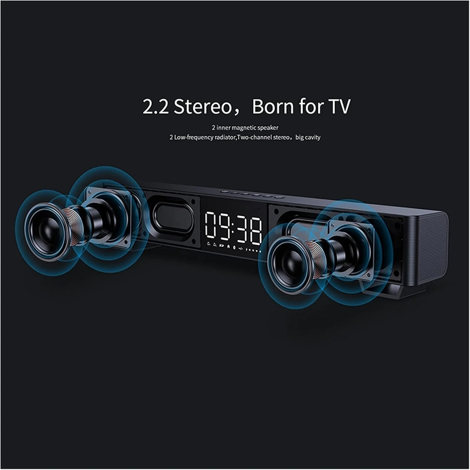 اسپیکر بلوتوثی نوار صوتی 2 استریو با صدای بزرگ و صفحه نمایش دیجیتال بی سیم بلوتوث 5.0 اسپیکر بلوتوثی نوار صوتی 2 استریو با صدای بزرگ و صفحه نمایش دیجیتال بی سیم بلوتوث 5.0