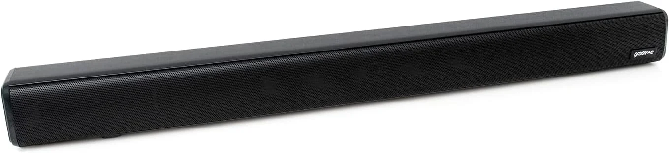 نوار صوتی همه کاره Groov-e Soundbar 50 با بلوتوث، اپتیکال، USB، کواکسیال و پخش AUX - بلندگو با توان 50 وات و بیس عالی - کنترل دکمه ای و از راه دور - شامل کیت نصب روی دیوار - مشکی
