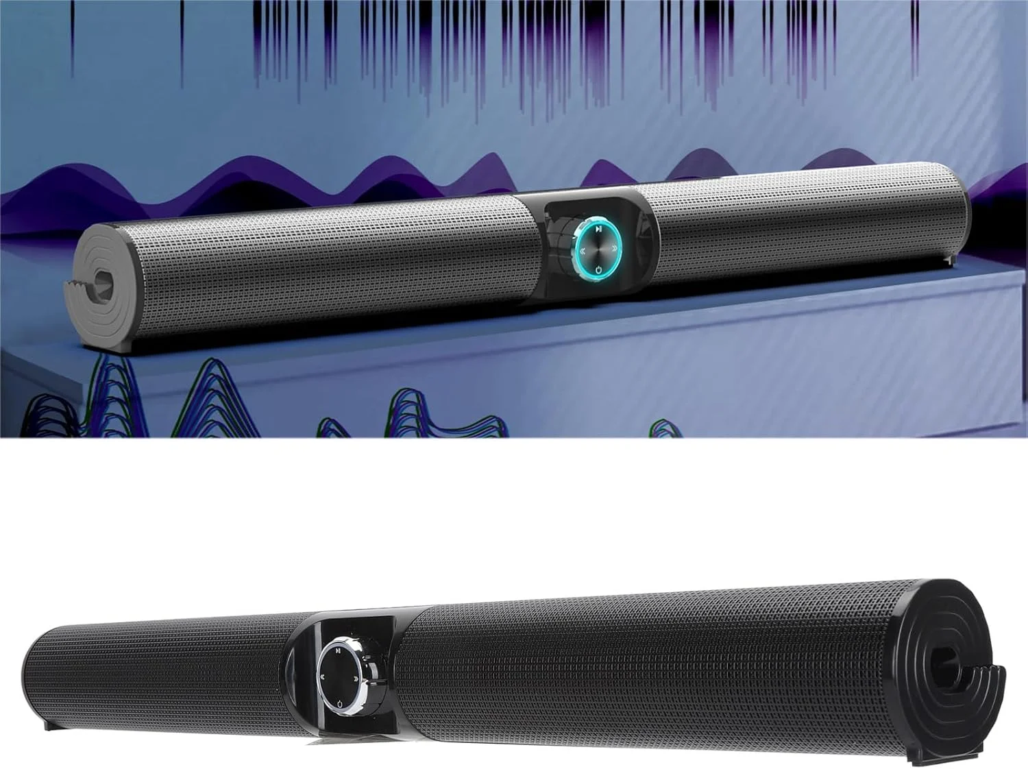 سیستم اسپیکر بلوتوث 5.3 با صدای استریو سه بعدی 20 واتی و نور محیطی RGB برای سیستم صوتی تلویزیون و کامپیوتر خانگی