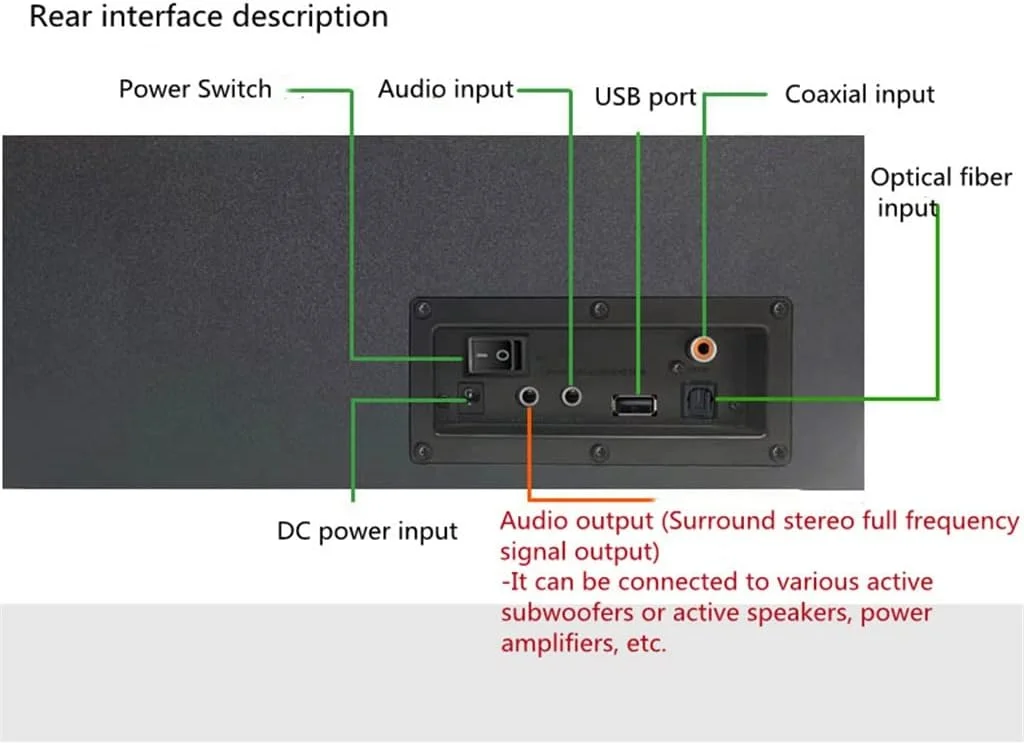 اسپیکر قدرتمند سینمای خانگی HIFI استریو ساندبار بی سیم بلوتوث فیبر نوری AUX اسپیکر مرکز صوتی ساب ووفر