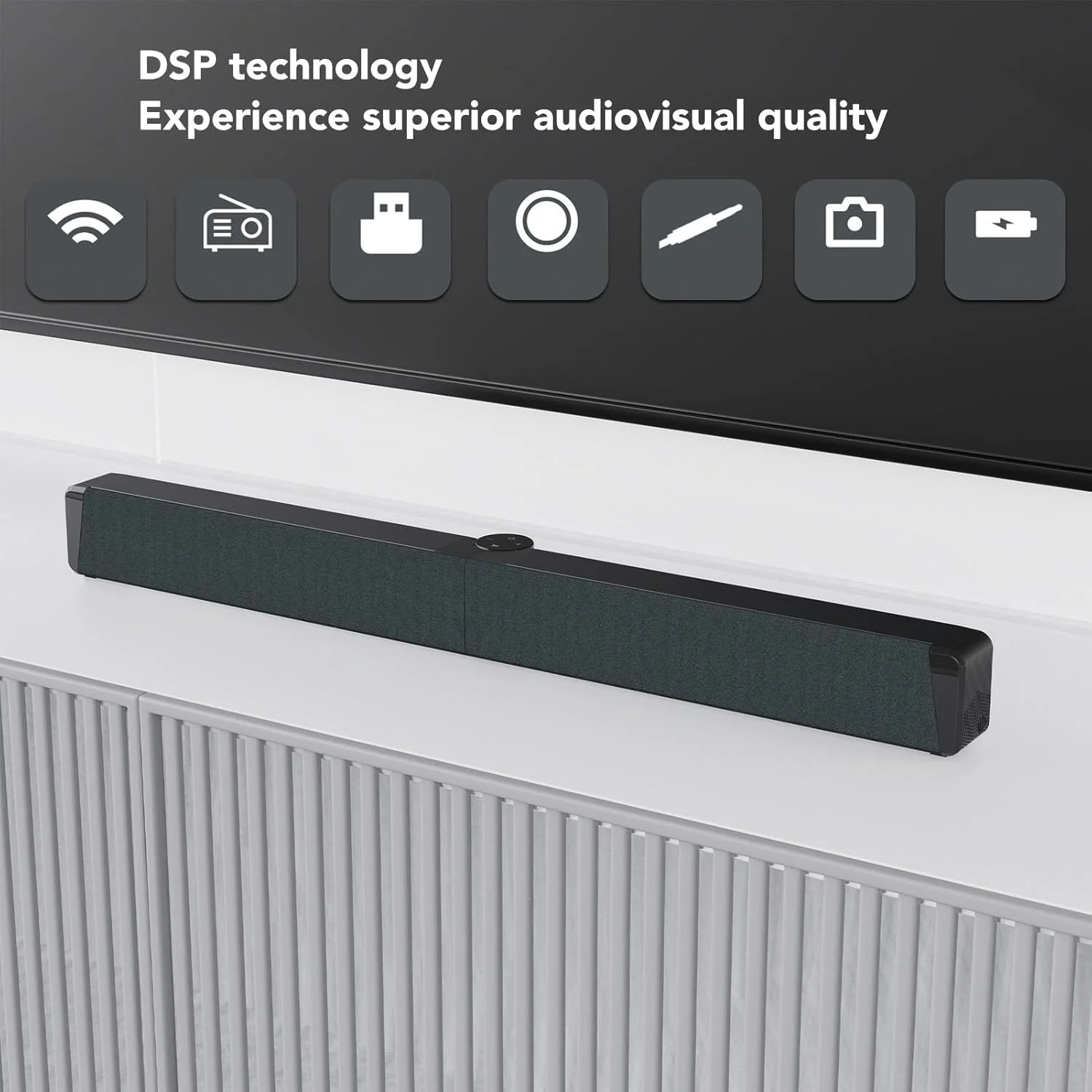 ساندبار تاشو با بلوتوث 5.0 و ساب ووفر داخلی صدای فراگیر سه بعدی برای تلویزیون، کامپیوتر، سینمای خانگی - اسپیکر استریو جمع و جور با ورودی های اپتیکال برای راه اندازی سینمای خانگی