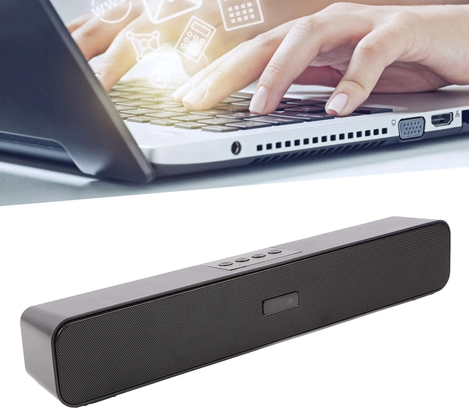 اسپیکر بلوتوثی ساندبار 5.0 با 5 حالت پخش، صدای فراگیر با کاهش نویز برای استفاده خانگی