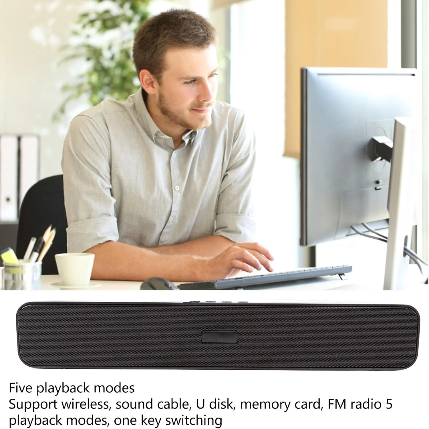 اسپیکر بلوتوثی ساندبار 5.0 با 5 حالت پخش، صدای فراگیر با کاهش نویز برای استفاده خانگی اسپیکر بلوتوثی ساندبار 5.0 با 5 حالت پخش، صدای فراگیر با کاهش نویز برای استفاده خانگی