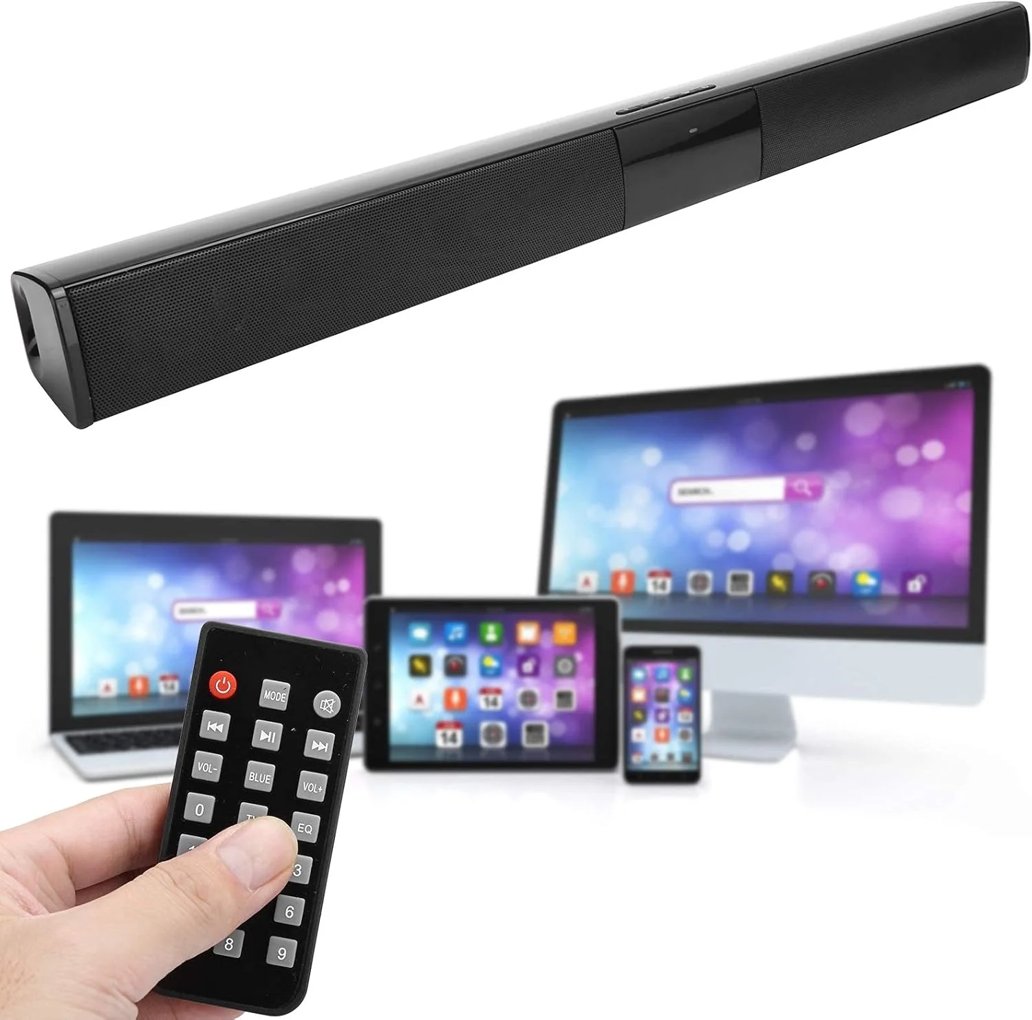 اسپیکر بلوتوثی بی‌سیم، اسپیکر استریو قابل حمل، سیستم صوتی مینی سینمای خانگی، با کنترل از راه دور، برای خانه، تلویزیون، بلندگوها