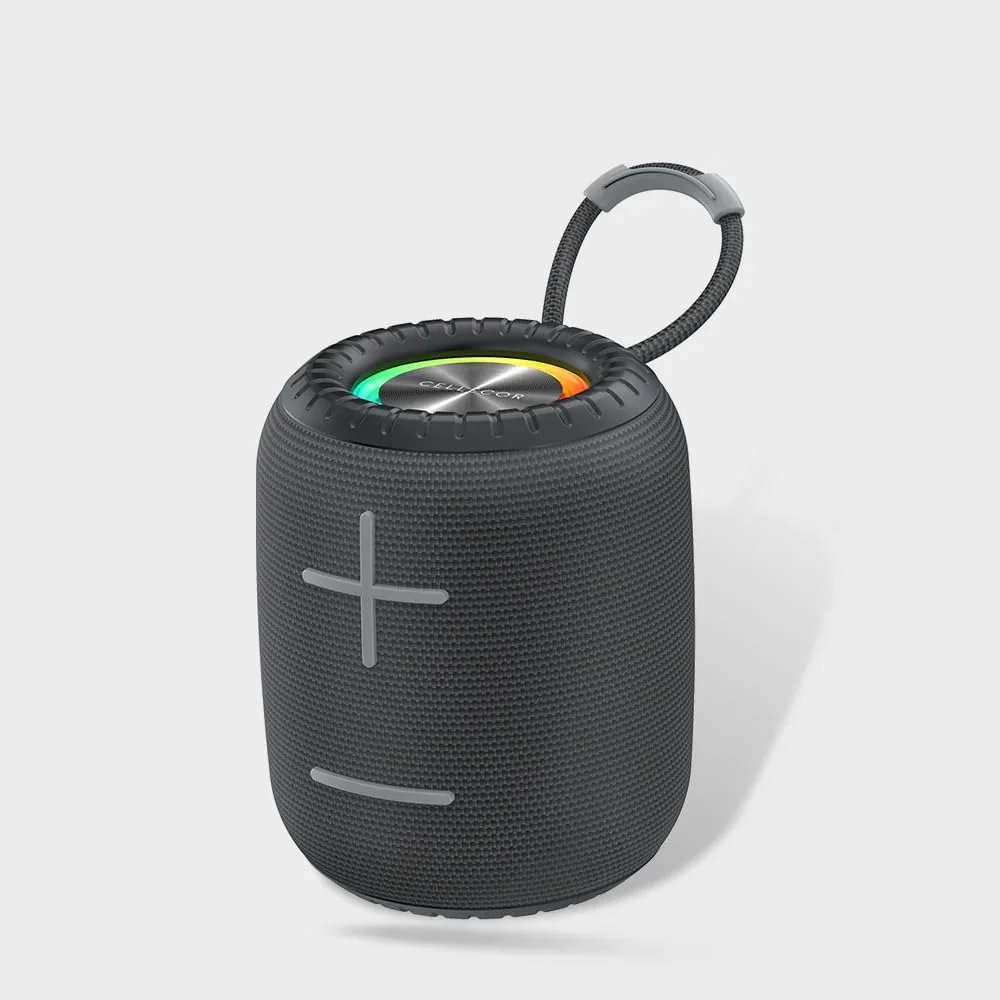 اسپیکر بلوتوثی ساندبار Cellecor BT 703 با صدای استریو 6 واتی، دارای 6 ساعت زمان پخش، IPX4، نورهای جادویی، سازگار با بلوتوث، AUX و USB (مشکی)