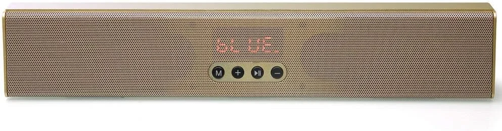 اسپیکر بلوتوثی WVV هوشمند بی سیم، استریو دوگانه، نمایشگر LED، رادیو FM، کارت TF، ساندبار باس (رنگ: طلایی)