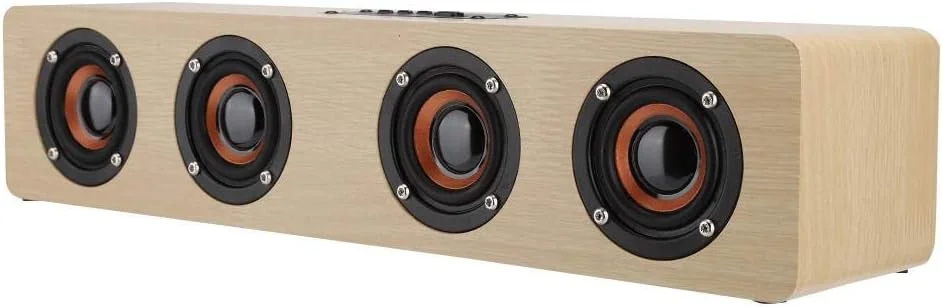 اسپیکر بلوتوث چوبی، ساندبار 12 واتی برای تلویزیون و کامپیوتر با ساب ووفر باس 4 اینچی، پشتیبانی از بلوتوث، AUX، کارت TF و FM (#2)