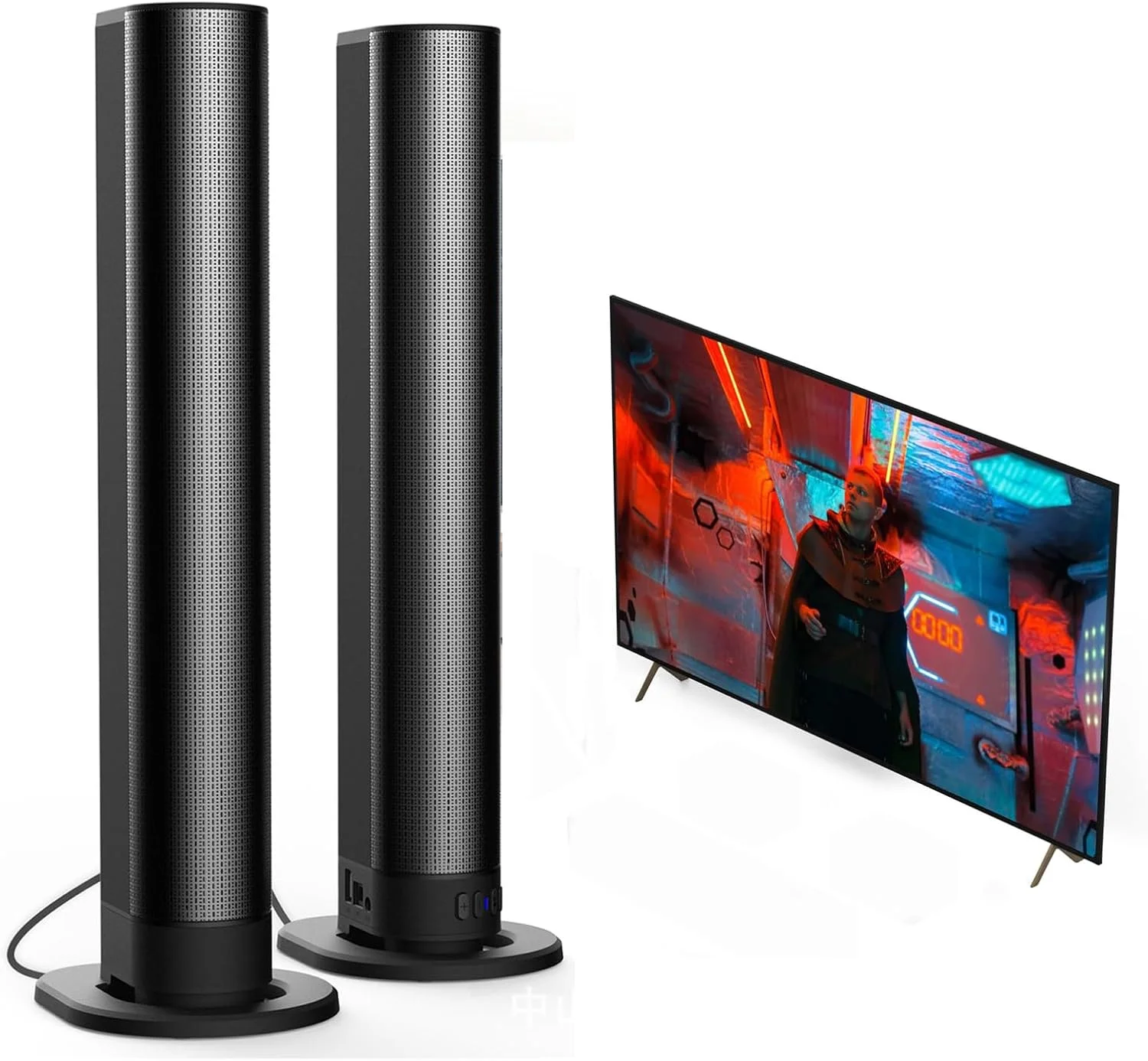 بلندگوی استریوی سه بعدی Bewinner برای سینمای خانگی، بلندگوهای ساندبار تلویزیون 40 واتی بلوتوث 5.3، سیستم صدای فراگیر بی سیم با برد 8 تا 10 متر برای تلویزیون و رایانه شخصی رومیزی