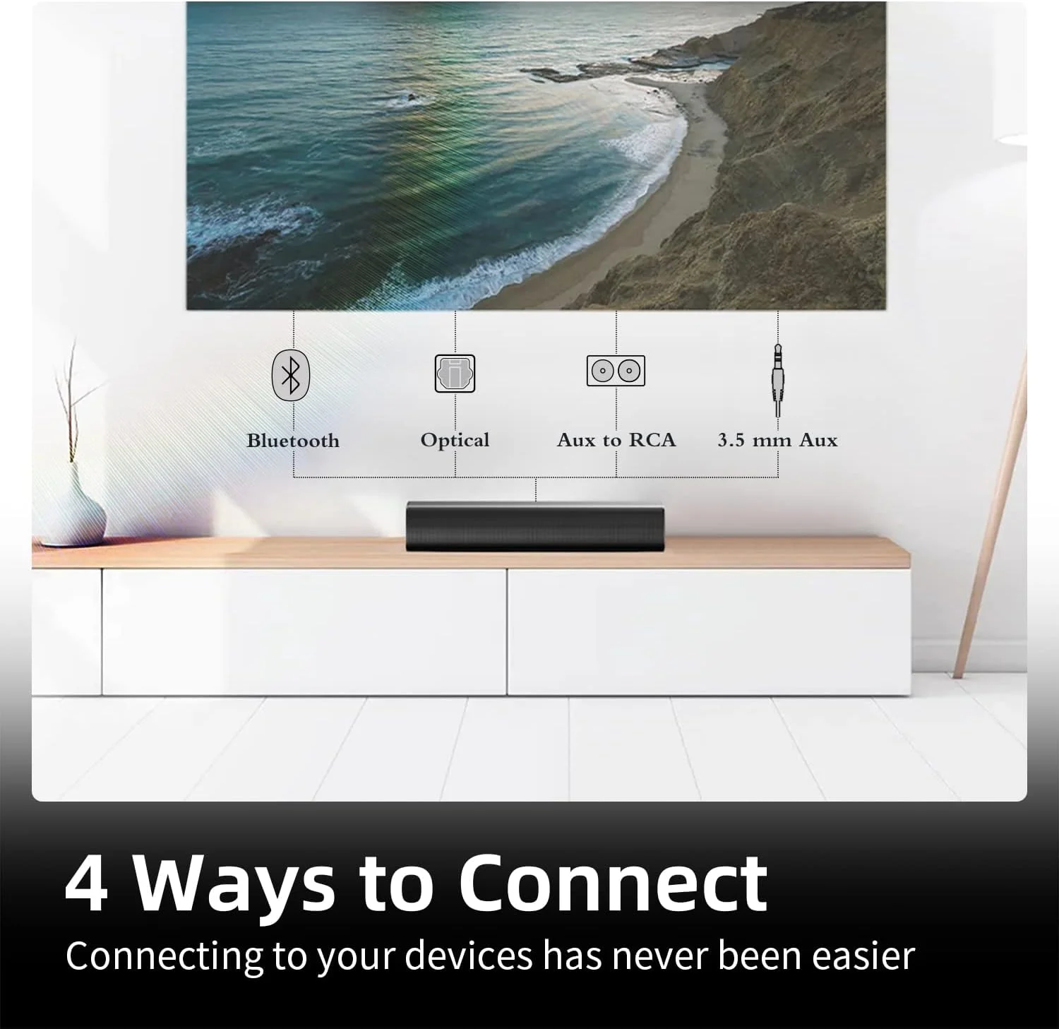 بلندگوی بلوتوثی تلویزیون سینمایی 16 اینچی Bluedee BD-SK300 با بیس قدرتمند و کنترل از راه دور، قابل نصب روی دیوار، مشکی