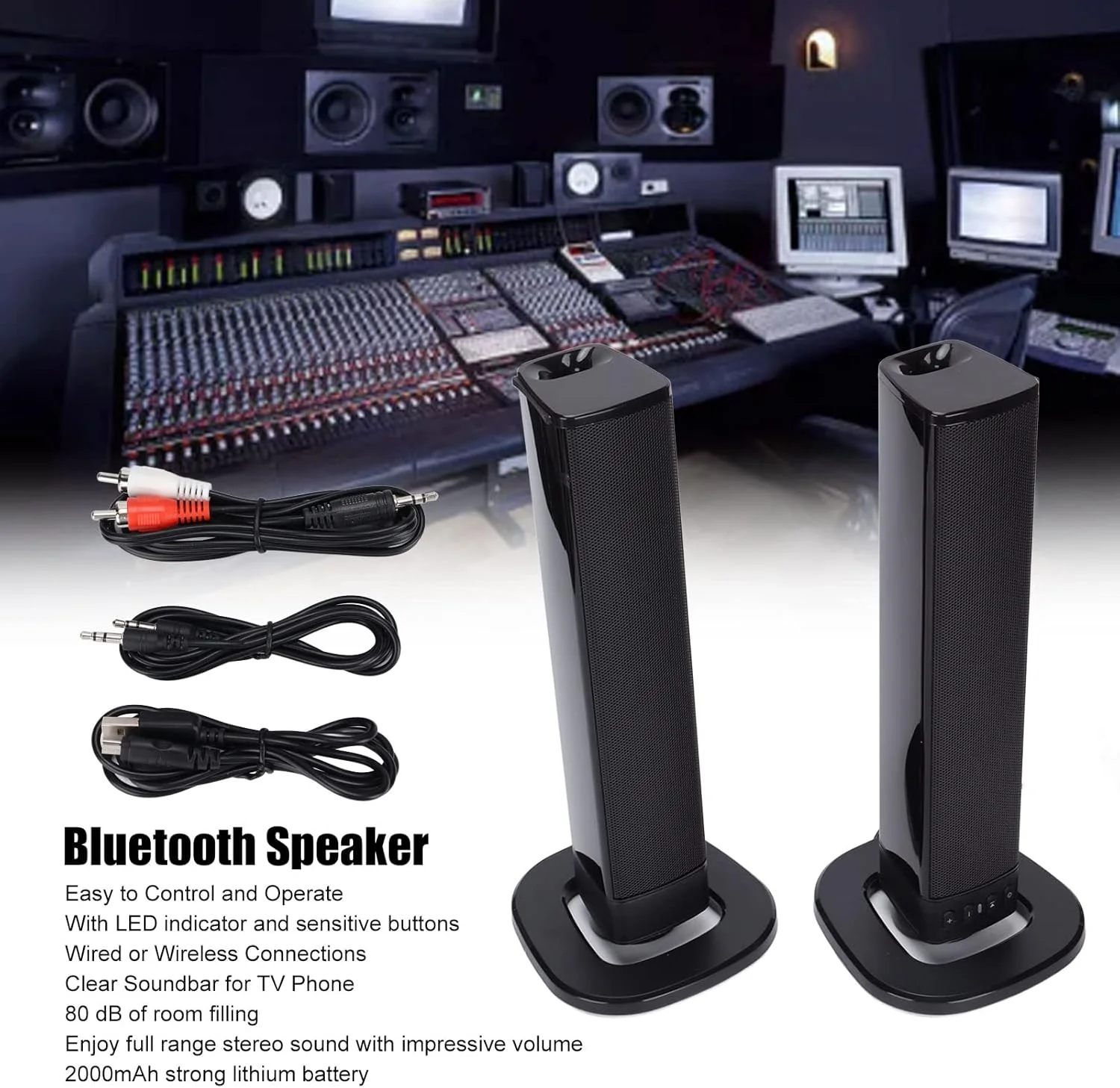 اسپیکر بلوتوثی ساندبار Bewinner BS‑36 توان 20 وات، ساب ووفر، چند منظوره، جداشدنی، بی سیم، سیستم ساندبار سینمای خانگی برای تلویزیون