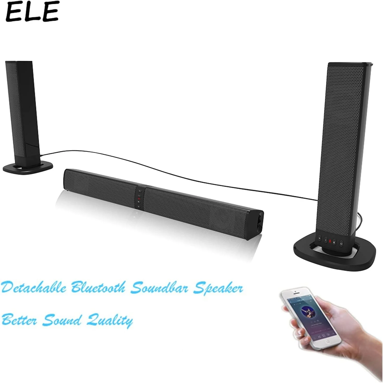اسپیکر بلوتوثی بی‌سیم 20 واتی، ستون اسپیکر تلویزیون، سیستم صوتی استریو USB AUX MP3 برای تلویزیون با بلوتوث