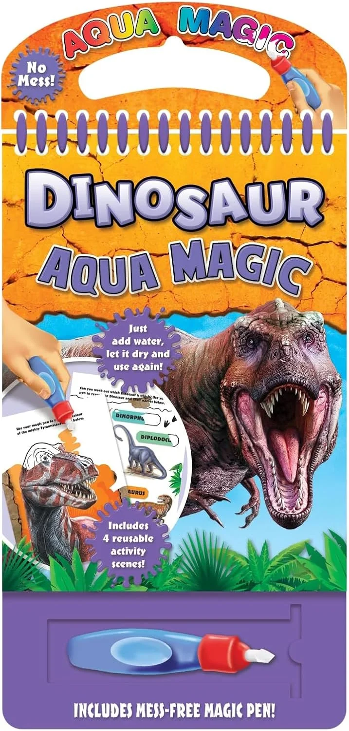 دفتر نقاشی جادویی آبی طرح دایناسور