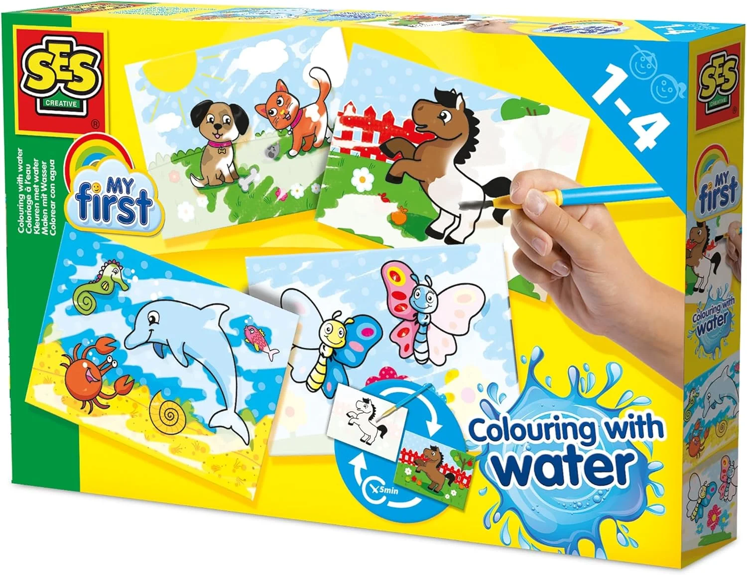 اسباب بازی آموزشی نقاشی با آب SES Creative، کارت های چاپی، ست هنری، مناسب برای کودکان بالای 14 ماه، چند رنگ، مدل 14421