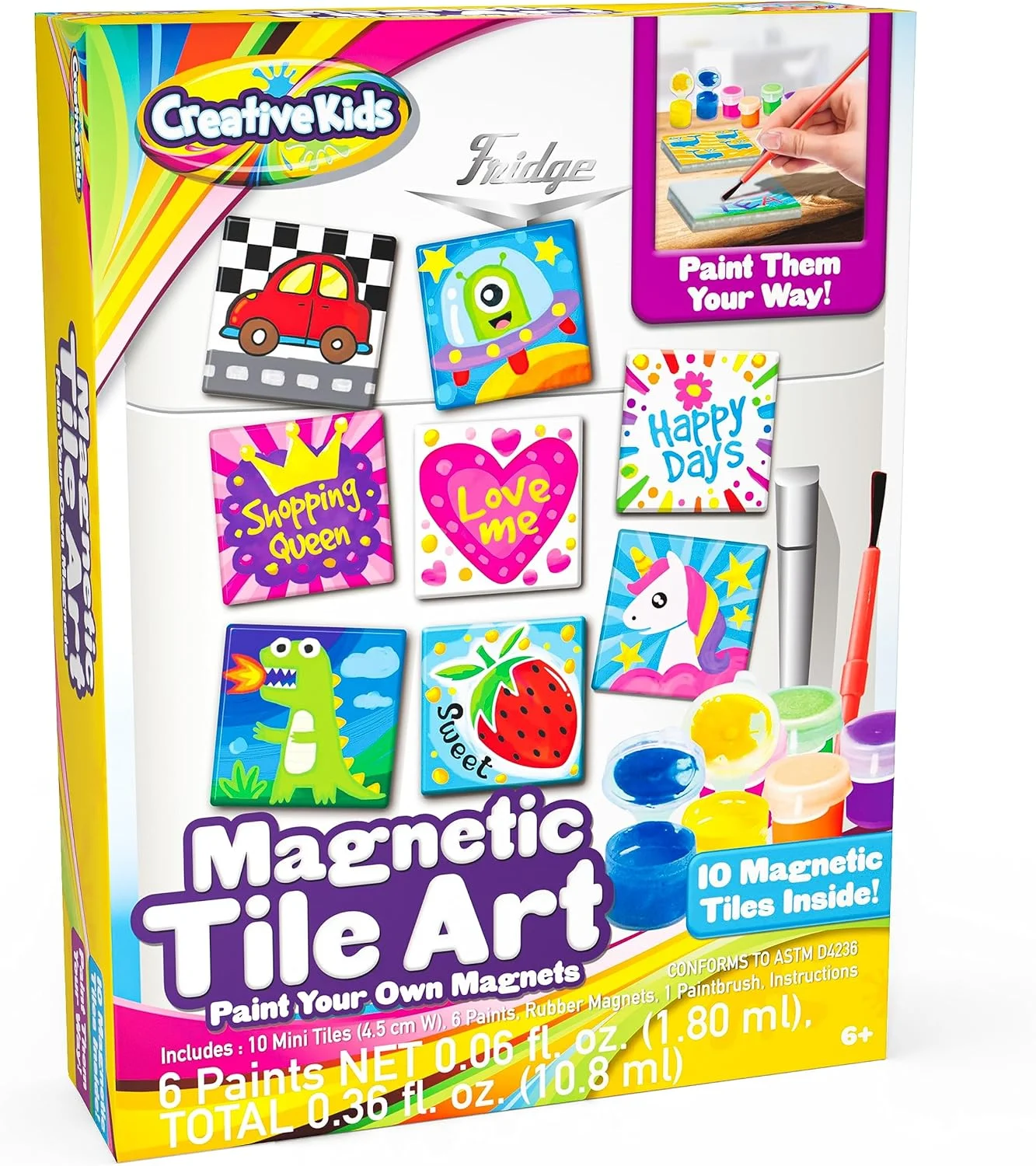 کیت هنری مینی کاشی مغناطیسی DIY برای کودکان خلاق - کیت های نقاشی و ساخت هنر کاشی و صنایع دستی برای کودکان | بسته پذیرایی مهمانی، مدارس، تولدها | برای پسران و دختران 6 سال به بالا
