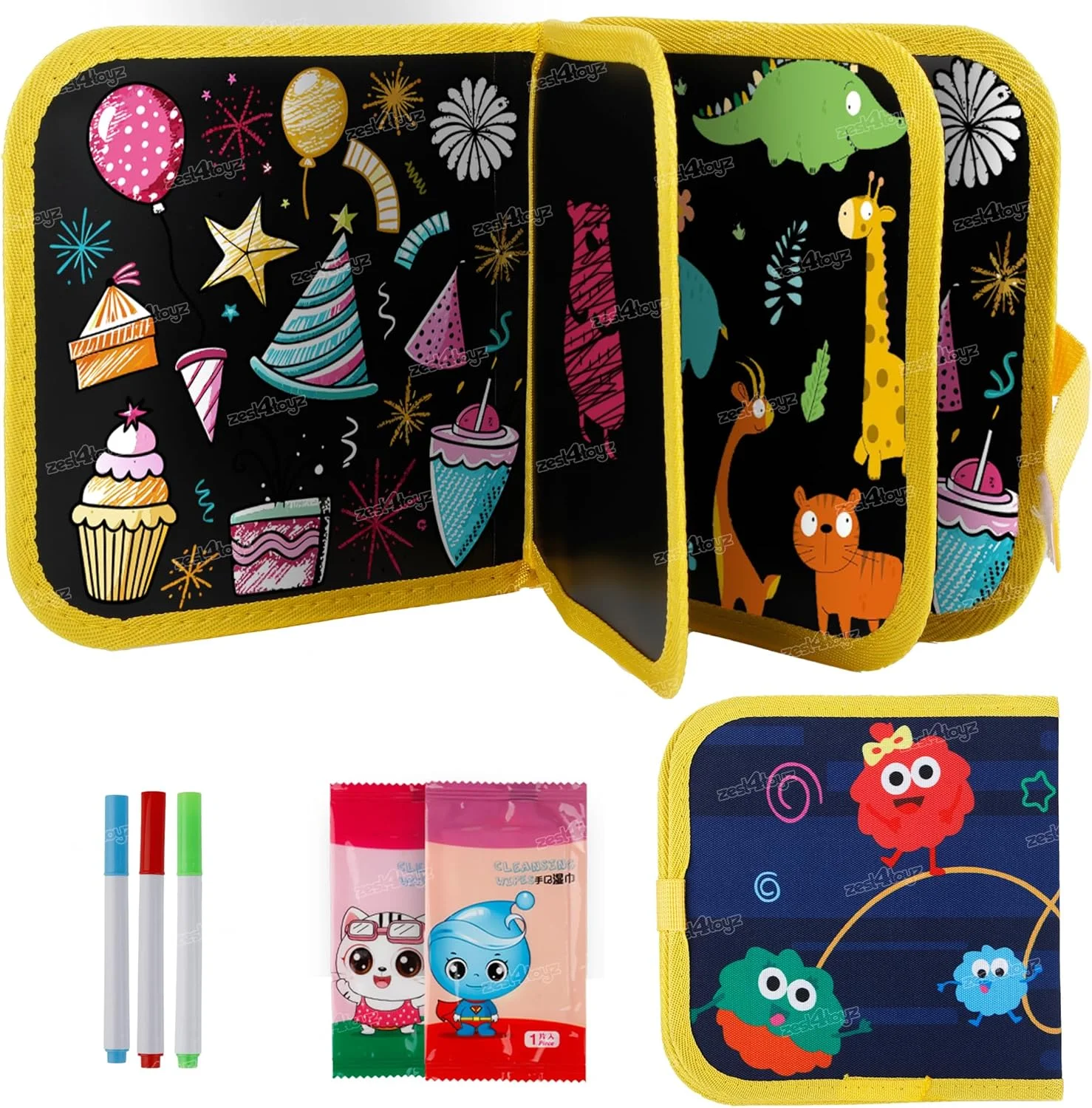 کتاب رنگ آمیزی جادویی Zest 4 Toyz برای کودکان، کتاب های فعالیت نقاشی قابل استفاده مجدد، کیت نقاشی کارتونی 2 برگی با طرح رنگی، هدیه برای پسران و دختران 3+ سال، چند رنگ (بسته 1 عددی)