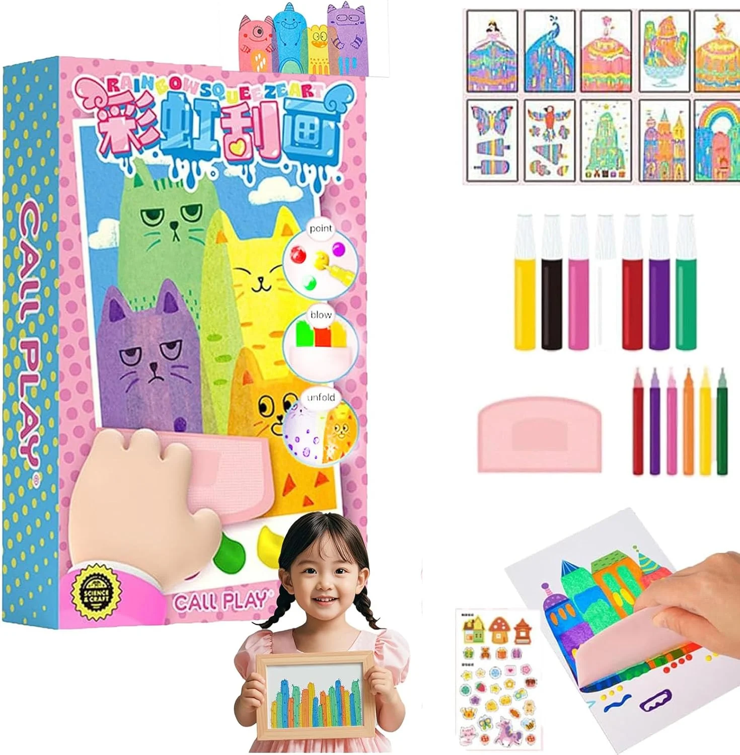 20 عدد هنر خراش رنگین کمانی DIY، کیت رنگ آمیزی کودکان با اسکوئیزر، نقاشی خراش رنگین کمانی DIY، کیت های نقاشی نقطه ای، 20 عدد کاغذ نقاشی هنری، نقاشی خراش رنگین کمانی (1 ست)