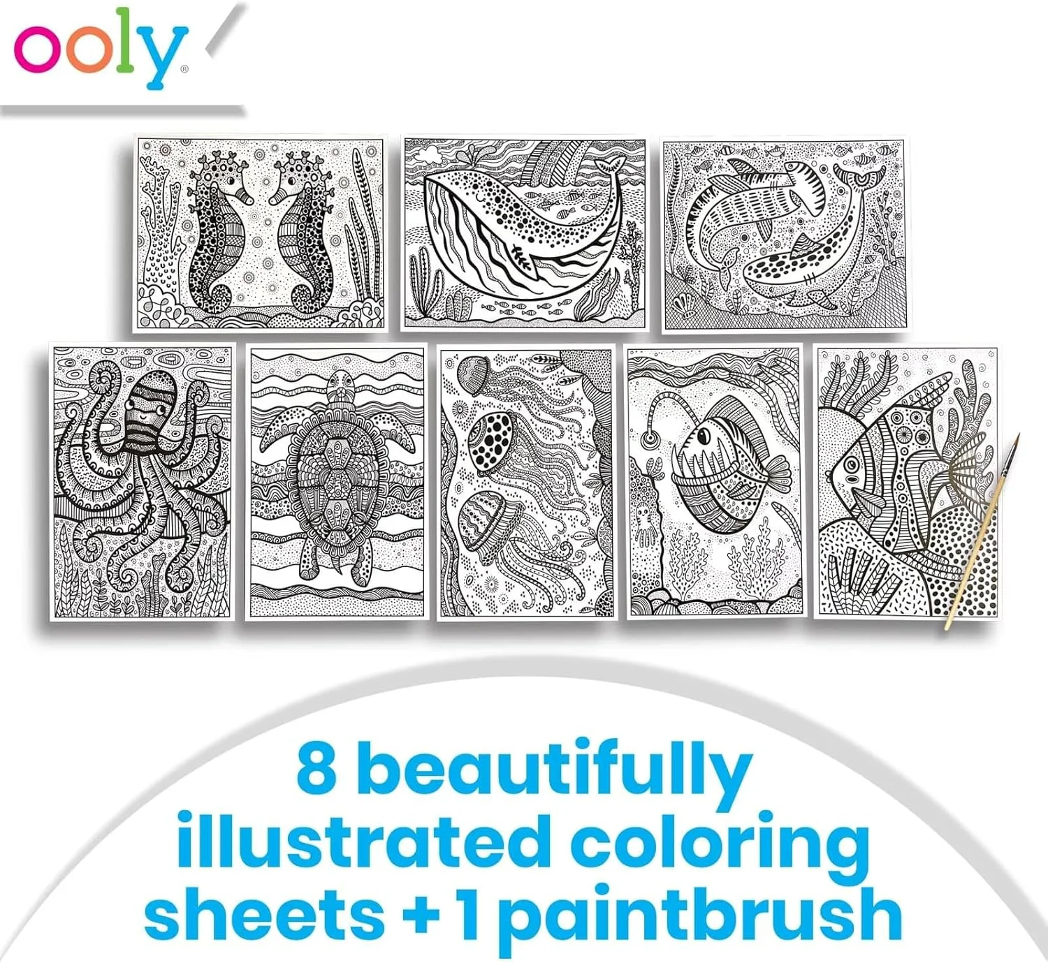 برگه های رنگ جادویی رنگ های پنهان Ooly (مجموعه 9 عددی) - اقیانوس جادویی