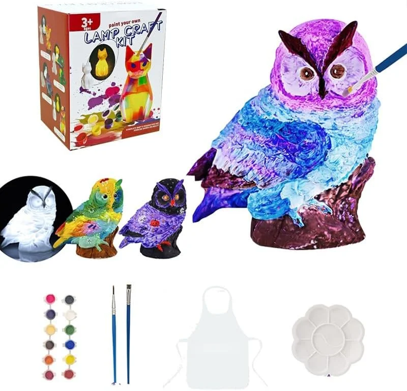 مجموعه رنگ آمیزی چراغ تک شاخ MOZIMALL - لوازم هنری DIY برای کودکان 6-12 سال، هدیه کاردستی خلاقانه برای دختران و پسران، ایده هدیه تولد برای سنین 3-12+ (جغد)