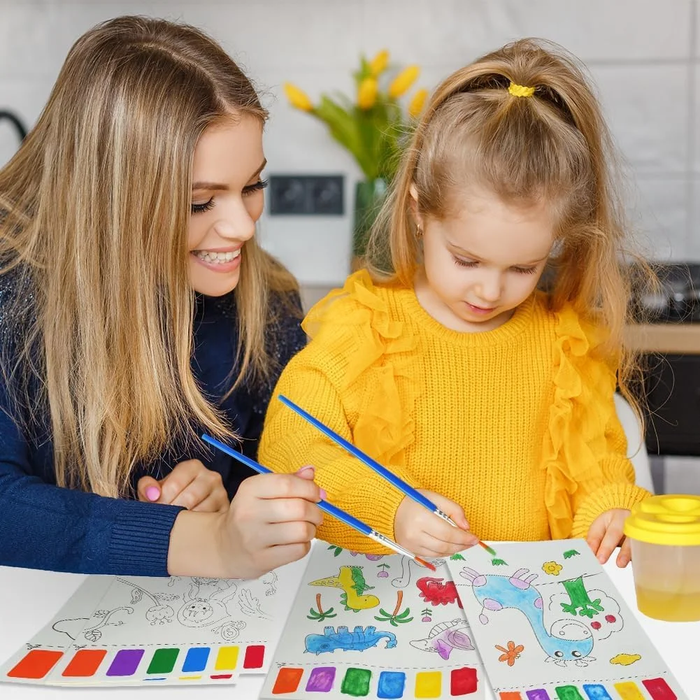 کتاب رنگ آمیزی جادویی جیبی با آب، کتاب های نقاشی برای کودکان، کتاب با رنگ، ست های هنری هدیه تولد نقاشی برای پسران دختران بچه ها 5 6 7 8 ساله