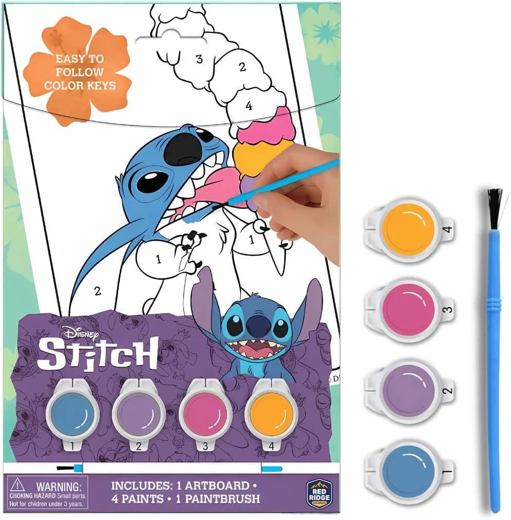 کتاب رنگ آمیزی با شماره دیزنی SKOODLE و ۴ رنگ، تخته طراحی هنری با قلم مو، لوازم نقاشی و طراحی آموزشی زودهنگام، اسباب بازی هدیه برای کودکان ۳+ (استیچ)