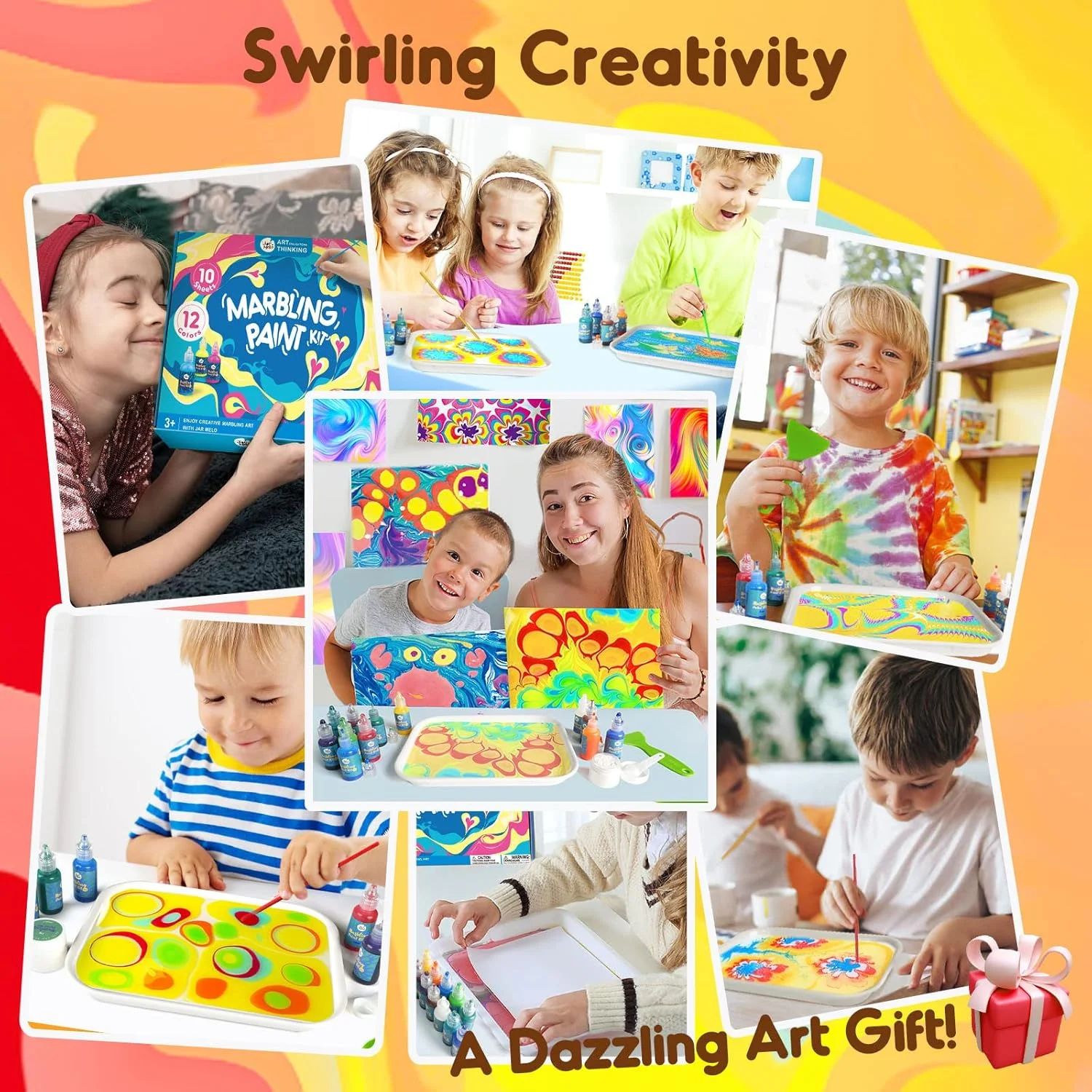 مجموعه رنگ آمیزی شناور جارملو، ۱۲ رنگ، هنر و کاردستی برای کودکان ۳ سال به بالا، مجموعه هنرهای خلاقانه غیر سمی هدیه دخترانه پسرانه