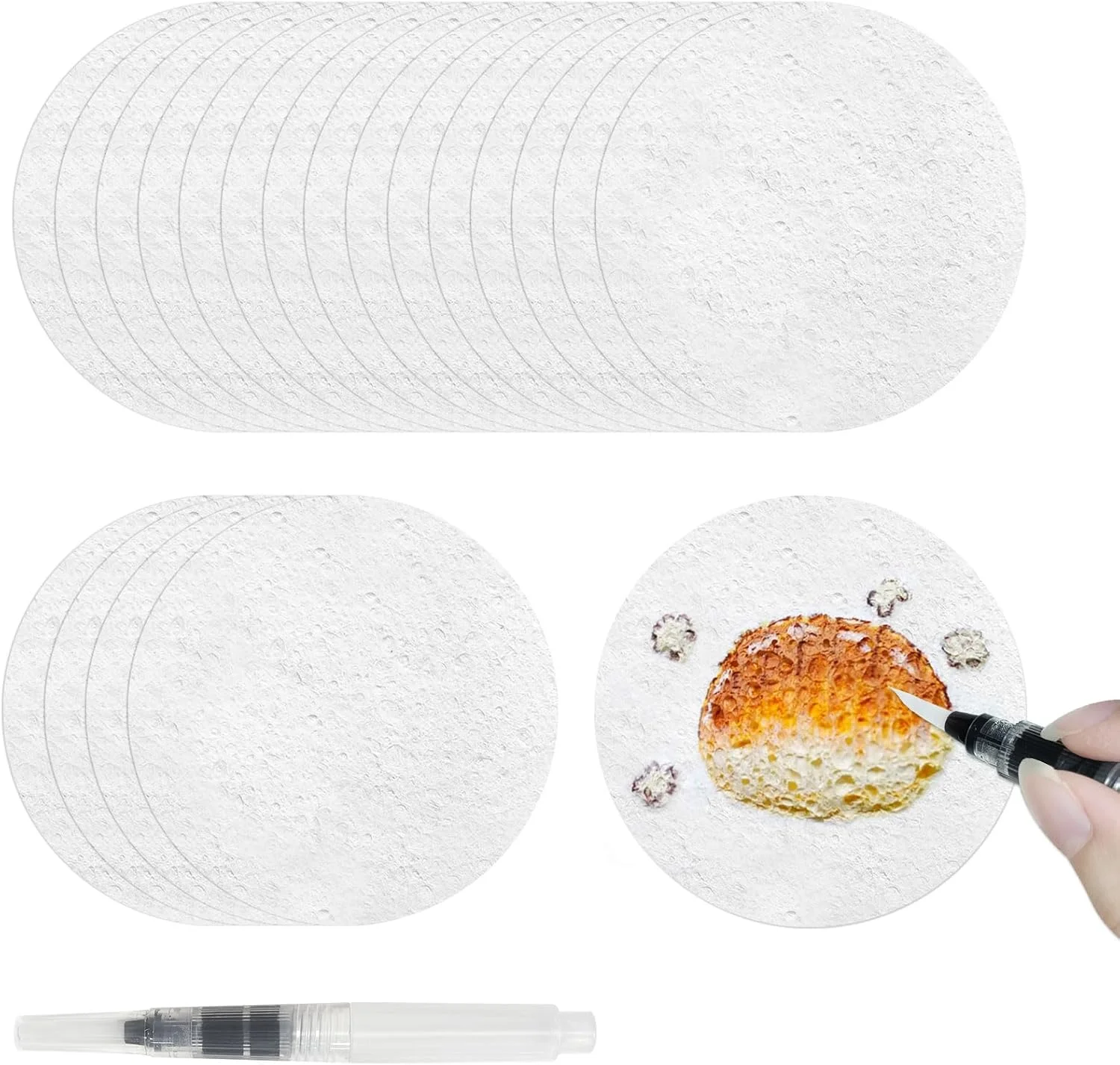 مودیکسون ۲۰ برگه کاغذ با بافت فومی پفی جادویی، بوم اسفنجی نقاشی فوم سه بعدی با قلم موی آب برای کاردستی های DIY و لوازم هنری، گرد (۲۰ برگه کاغذ با ۱ قلم موی آب)