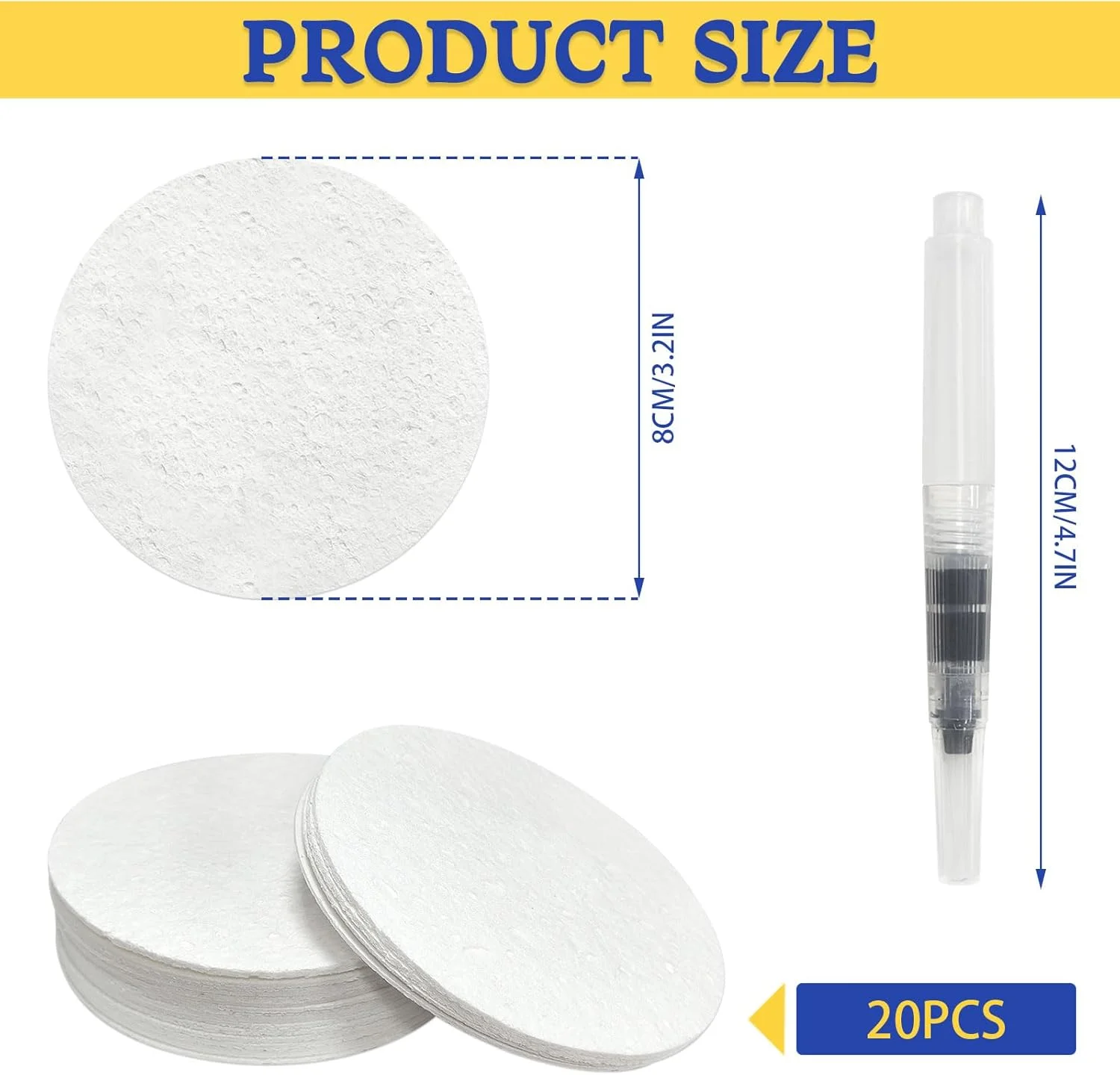 مودیکسون ۲۰ برگه کاغذ با بافت فومی پفی جادویی، بوم اسفنجی نقاشی فوم سه بعدی با قلم موی آب برای کاردستی های DIY و لوازم هنری، گرد (۲۰ برگه کاغذ با ۱ قلم موی آب)