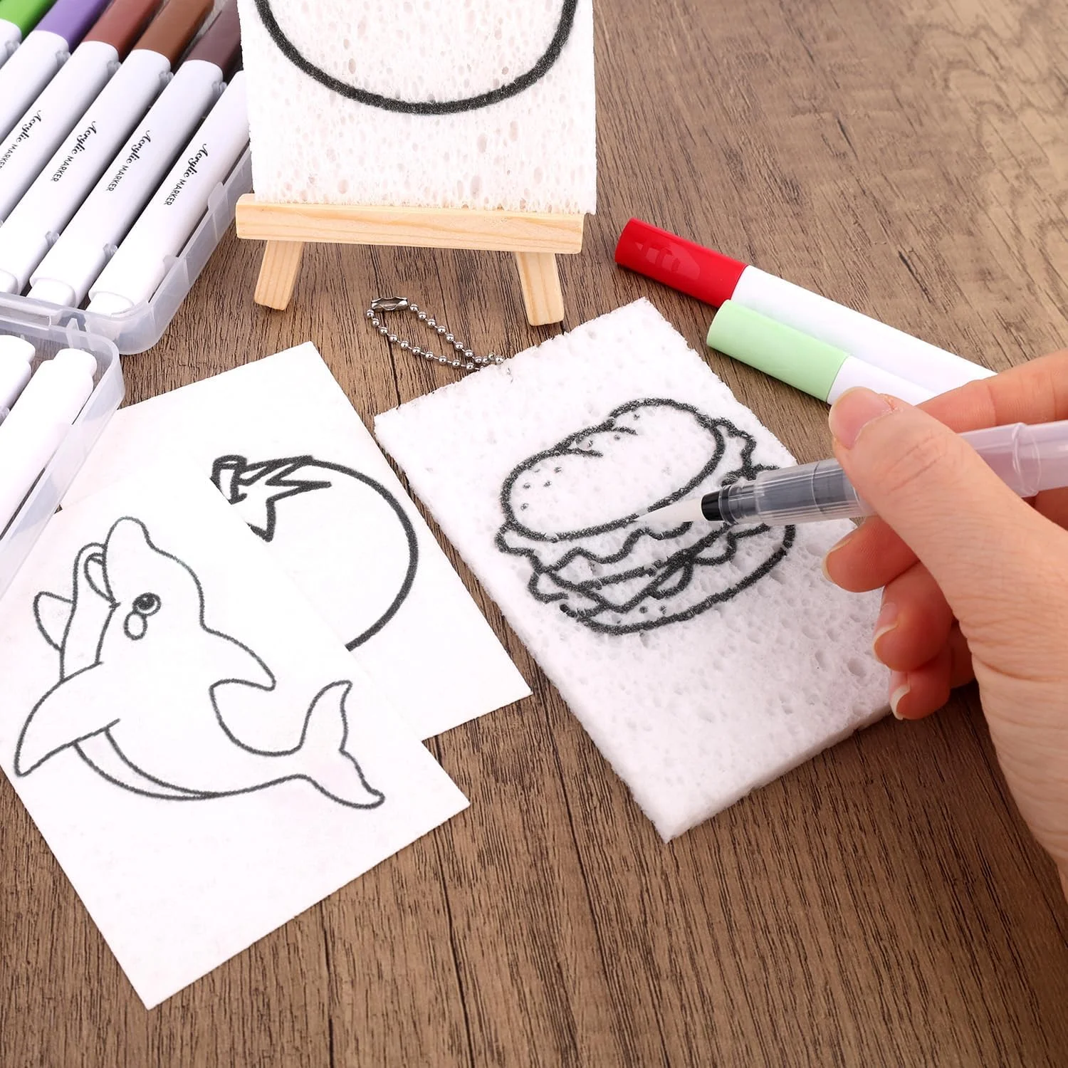 مجموعه نقاشی فوم جادویی سه بعدی Goktvai برای کودکان، مجموعه هنری پفی 55 تکه با 24 قلم مو آبرنگ، کاغذهای بافت دار، زنجیر و سه پایه، مجموعه کاردستی هنری خلاقانه DIY برای فعالیت های خانوادگی، بازی های مهمانی و تزئینات