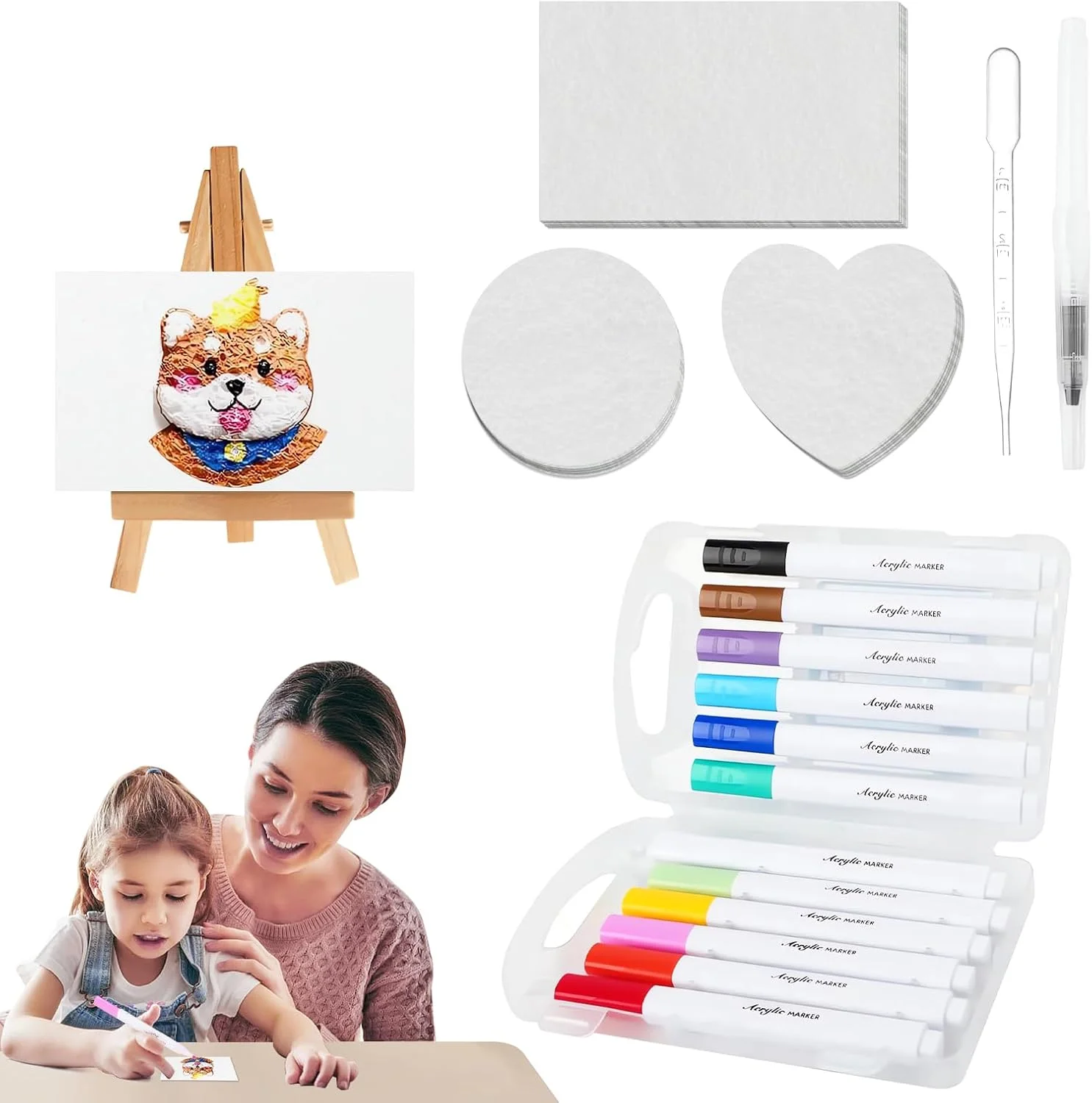 رنگ پفی جادویی Casbomy، اسفنج بوم جادویی طراحی سه بعدی خلاقانه، کاغذ نقاشی با بافت فوم، اسفنج بوم طراحی سه بعدی با 12 قلم رنگی و سه پایه کوچک (30 عدد کاغذ پفی 11 x 7 سانتی متر/6.5 x 6.5 سانتی متر)