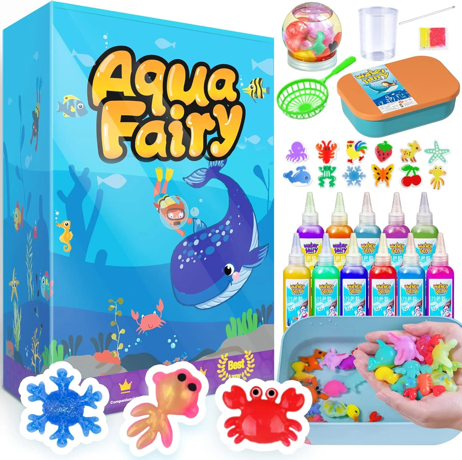اسباب بازی های مهره های آبی جادویی 23 تکه Goohomeey Aqua Fairy، جن آبی، هنر و صنایع دستی ژل DIY جادویی، ست دست ساز، کیت نقاشی با آب، فعالیت های خلاقانه برای دختران و پسران 3 سال به بالا