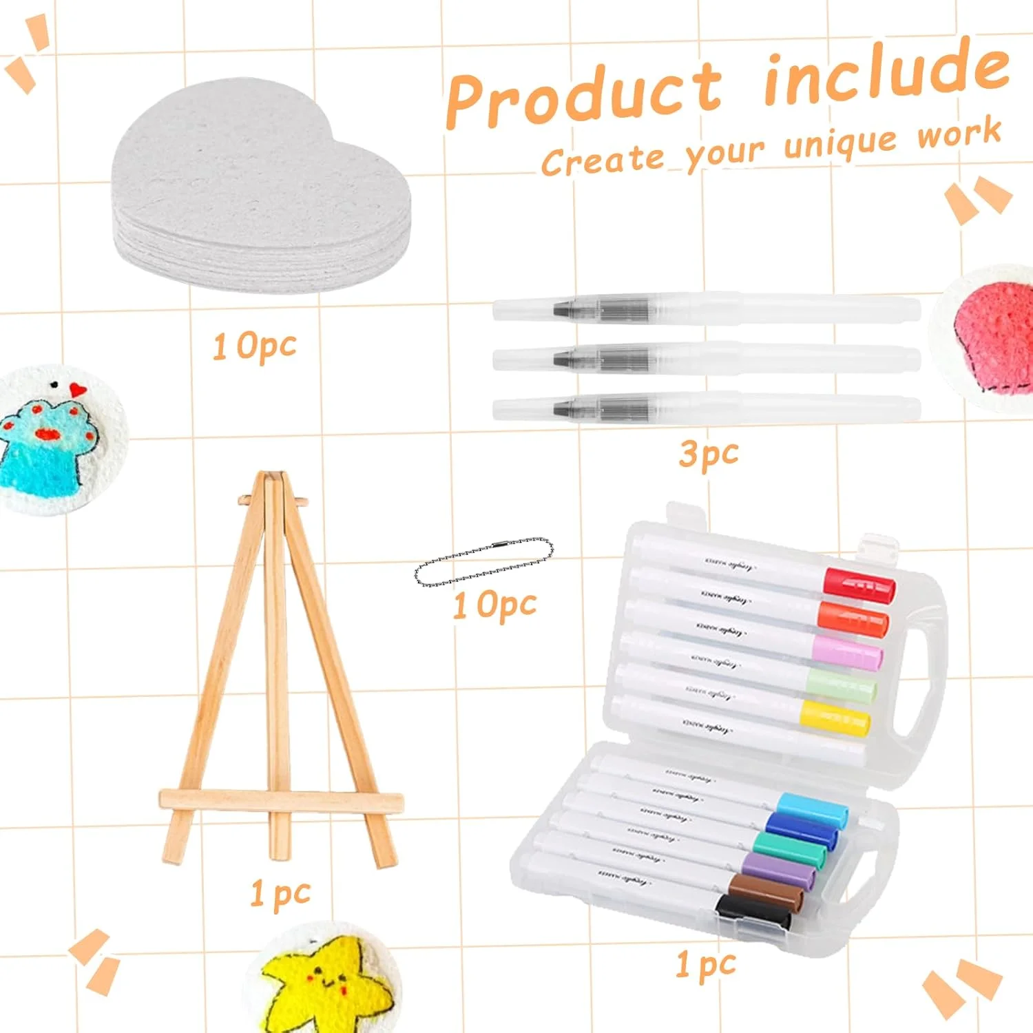 ست نقاشی با بافت فوم جادویی 36 تکه، ست نقاشی با بافت سه بعدی جادویی، برای کاردستی، لوازم هنری DIY، رنگ پفی جادویی، شامل 10 عدد کاغذ بافت فوم، 12 عدد ماژیک رنگی (قلب)