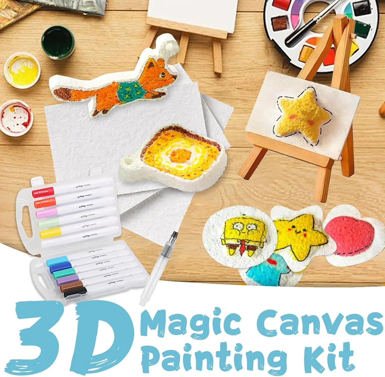 ست رنگ آمیزی پفی جادویی HIQUAY، مجموعه هنری با بافت فوم سه بعدی، ماژیک های طراحی خلاقانه، بوم توسعه DIY برای صنایع دستی کودکان، پروژه های هنری خانوادگی