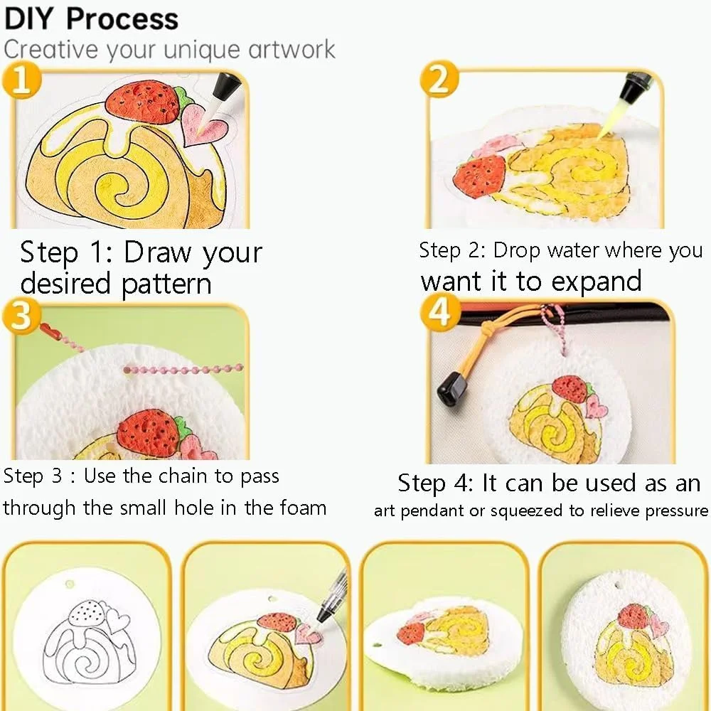 رنگ پفی جادویی ZHRUOYAO، اسفنج بوم نقاشی جادویی سه بعدی، کیت نقاشی بافت پفکی پاپ کورن، لوازم هنری قلم طراحی حباب DIY