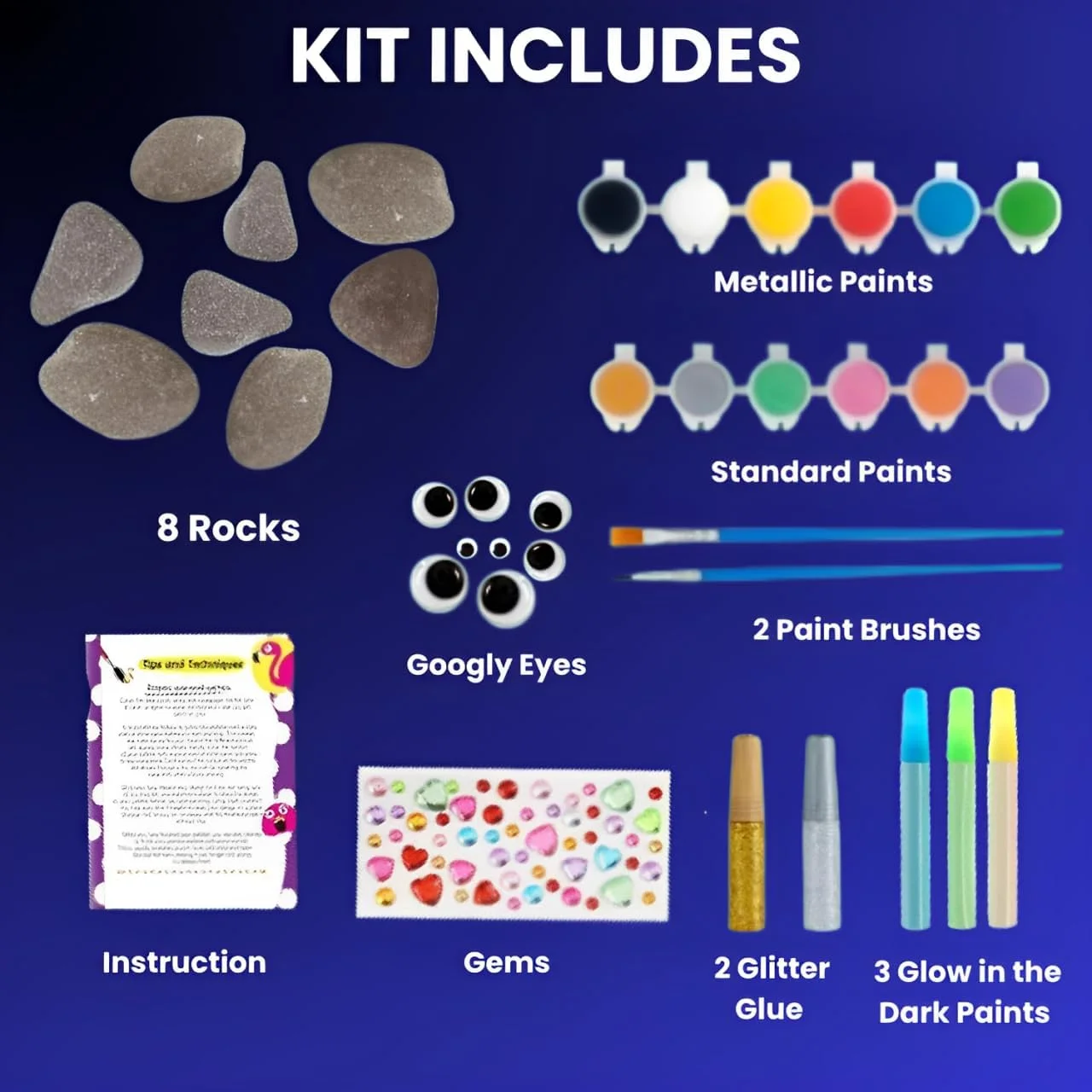 کیت نقاشی روی سنگ کودکان پریمایفای، کیت سنگ درخشان در تاریکی، هدایای هنری و صنایع دستی عید پاک برای پسران و دختران، کیت رنگ آمیزی صنایع دستی کودکان، کیت فعالیت های سرگرم کننده، اسباب بازی های هنری خلاقانه برای سن 3 سال به بالا