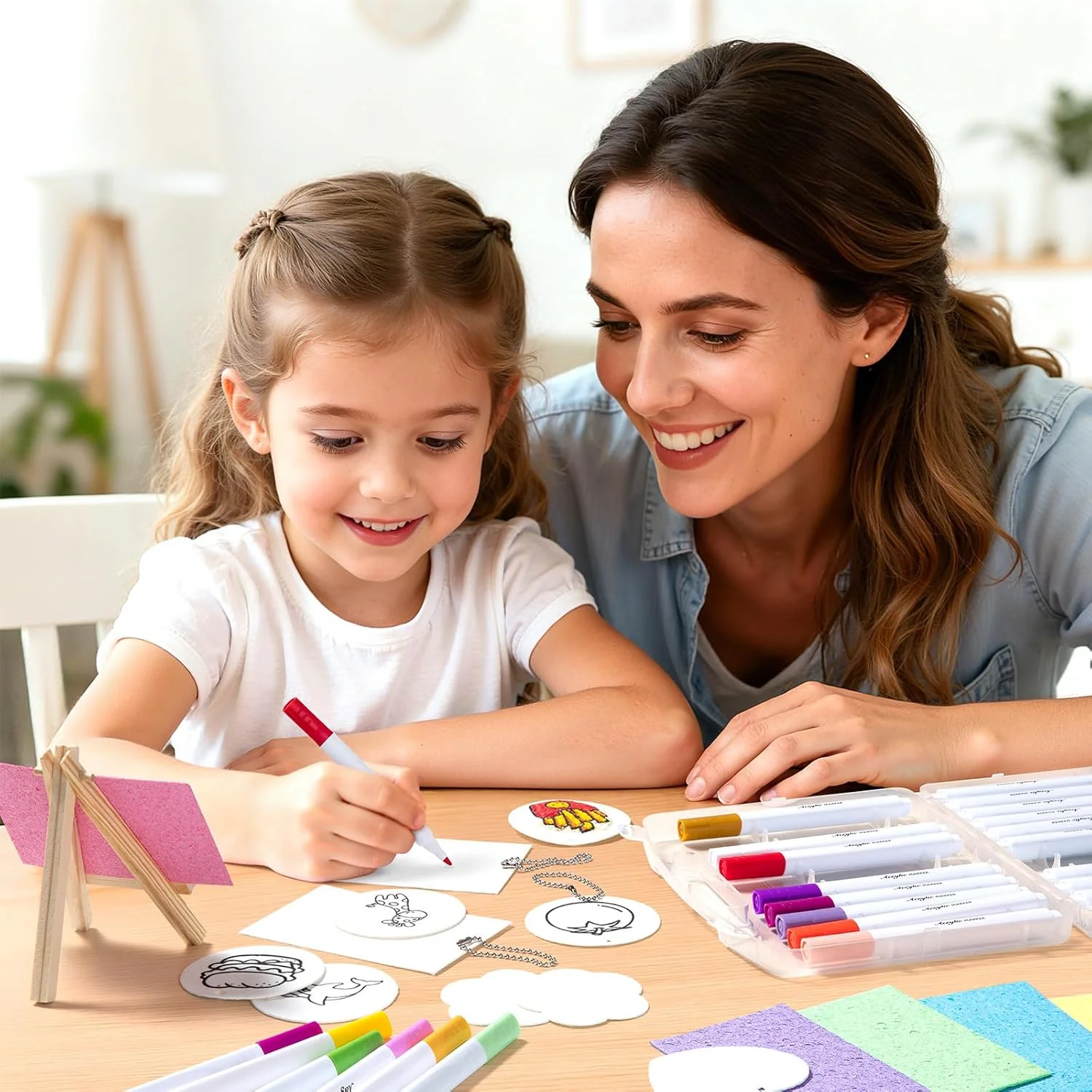 مجموعه 68 تکه رنگ های فومی سه بعدی جادویی EXTSUD برای کودکان به همراه 30 برگه رنگ آمیزی فومی، 24 ماژیک، لوازم جانبی هنری و کیت خلاقانه