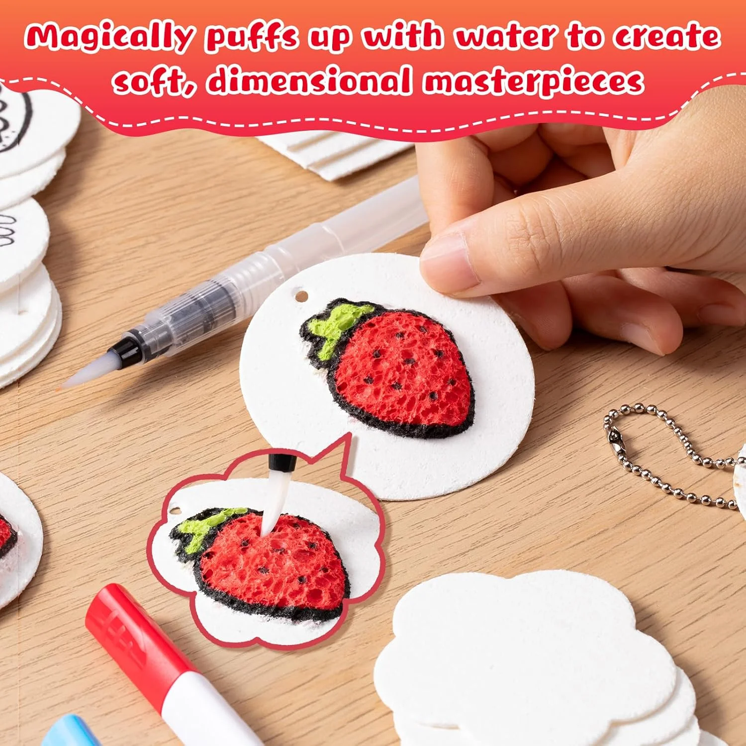 مجموعه 68 تکه رنگ های فومی سه بعدی جادویی EXTSUD برای کودکان به همراه 30 برگه رنگ آمیزی فومی، 24 ماژیک، لوازم جانبی هنری و کیت خلاقانه