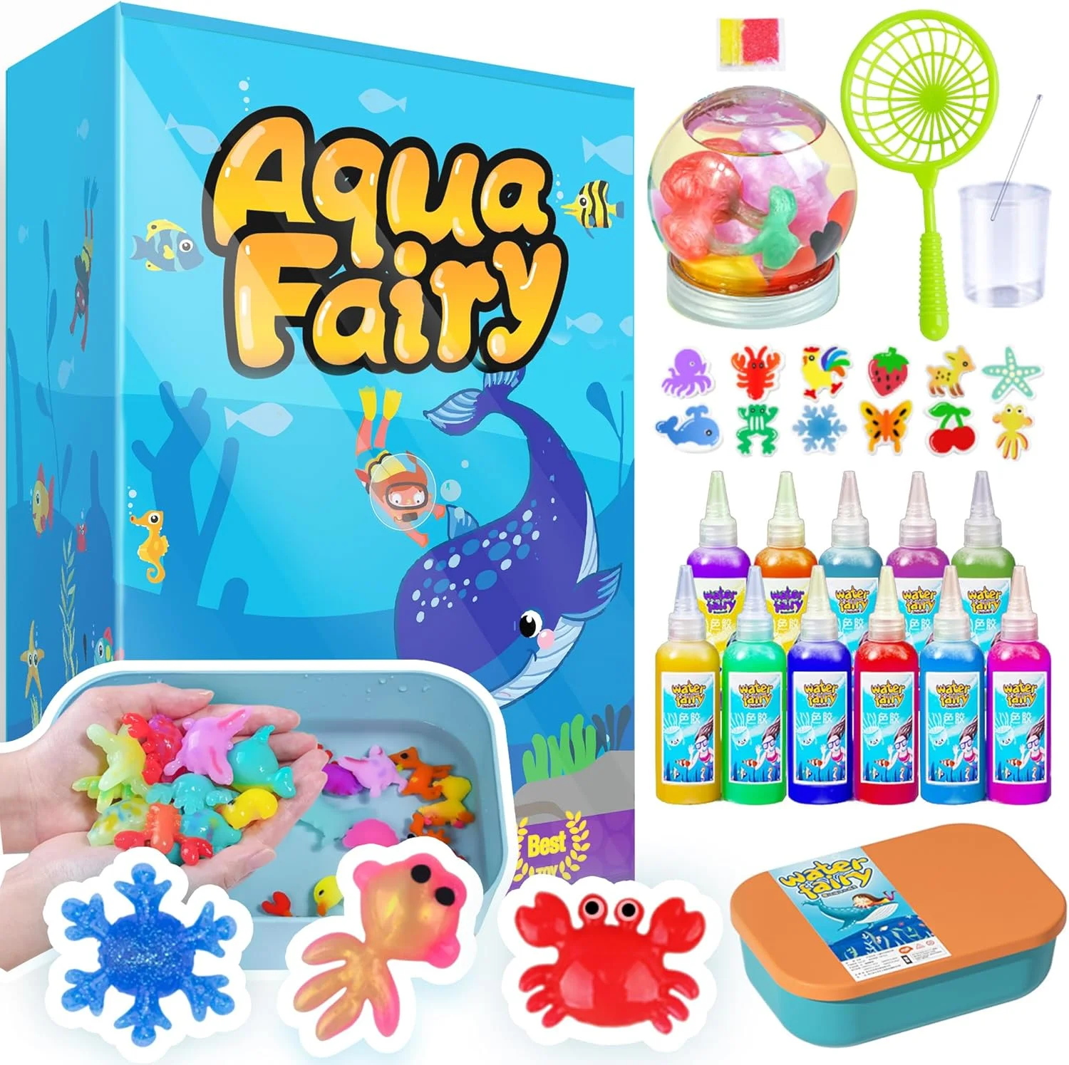 اسباب بازی آبی جادویی 32 تکه Goohomeey Aqua Fairy برای کودکان، روح آب، هنر ژله ای جادویی DIY، هنر ژل جادویی، مجموعه دست ساز فعالیت های خلاقانه برای دختران/پسران 3 سال به بالا