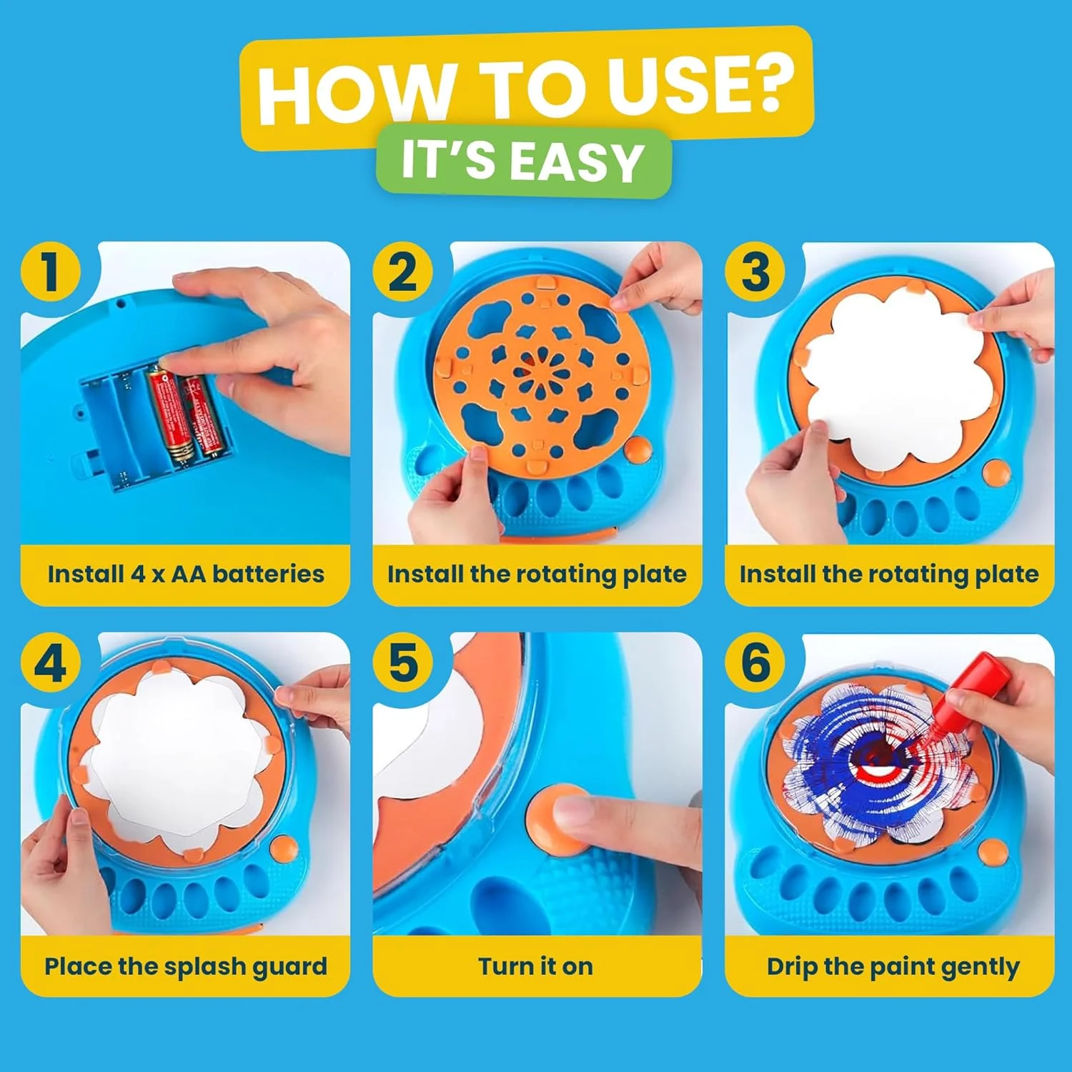 ست دستگاه نقاشی چرخشی GRAFLO برای کودکان - هنر و کاردستی برای پسران و دختران 6 سال به بالا، اسباب بازی چرخشی خلاقانه با رنگ، بوم و قلم مو - ایده هدیه تولد سرگرم کننده