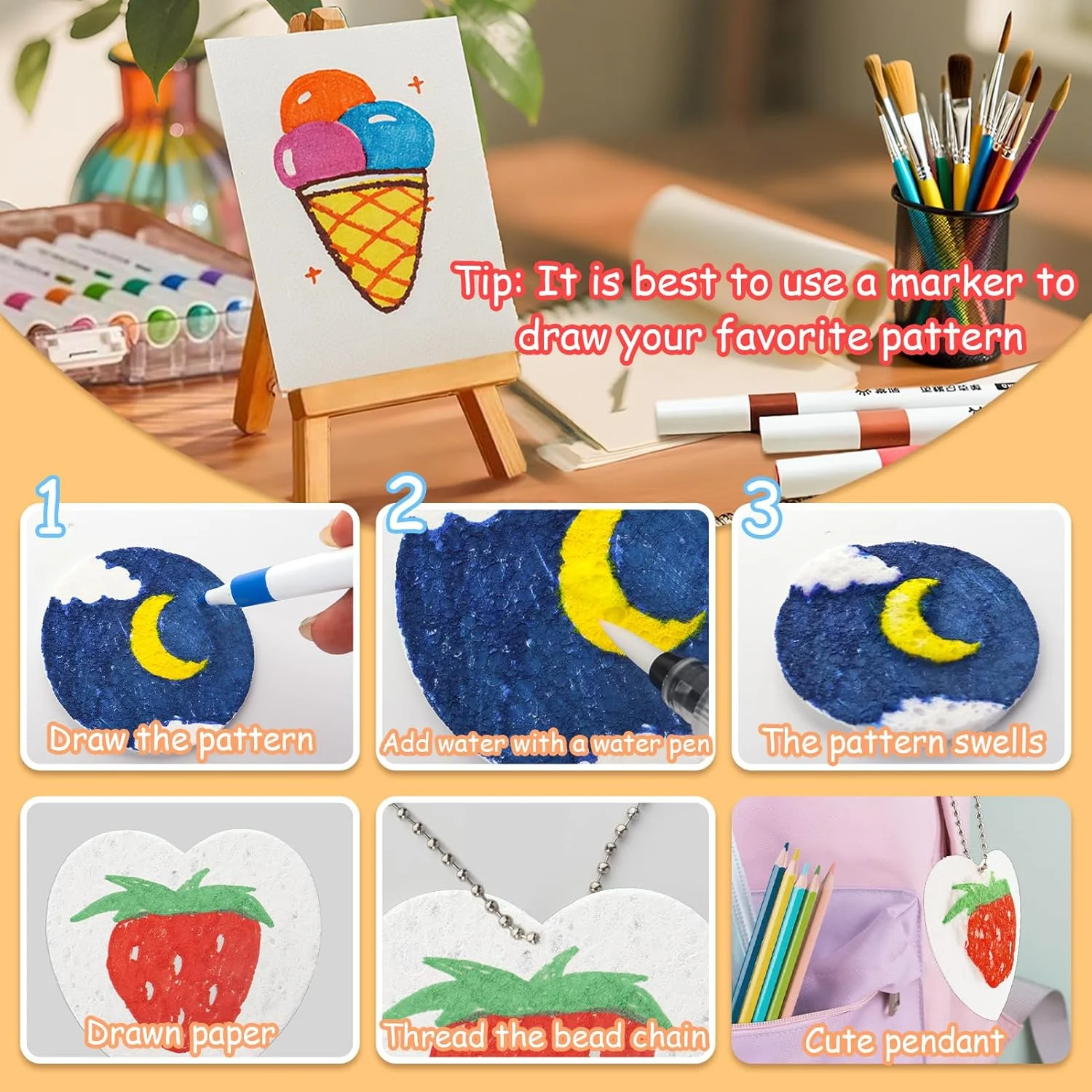 مجموعه ۲۶ عددی رنگ پفی جادویی Hanqing، اسفنج بوم جادویی طراحی سه بعدی، لوازم هنری برای کاردستی کودکان و قلم های طراحی حبابی