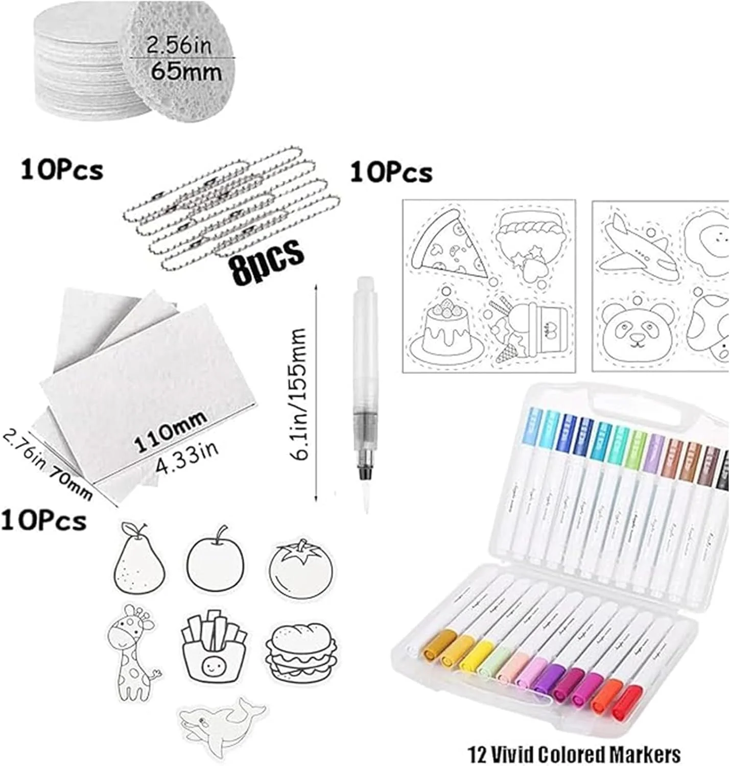 ست نقاشی با بافت فوم سه بعدی، مجموعه رنگ پفکی 12 رنگ، ست هنری پفکی برای کودکان، قلم های نقاشی حبابی خنده دار، مناسب دختران و پسران