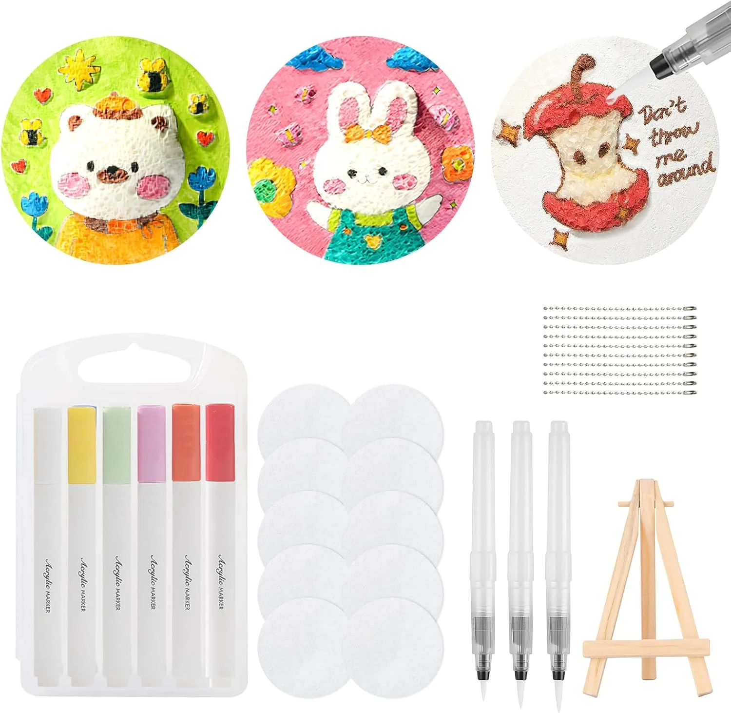 ست رنگ پفی جادویی، مجموعه نقاشی با بافت فوم سه بعدی، رنگ های پفی، کاغذ بافت دار فوم، نشانگر، زنجیر مهره ای، سه پایه کوچک، کیت رنگ پفی جادویی، ست هنری حسی