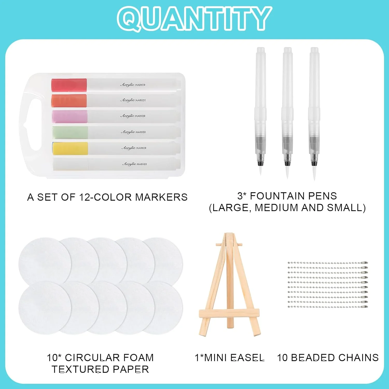 ست رنگ پفی جادویی، مجموعه نقاشی با بافت فوم سه بعدی، رنگ های پفی، کاغذ بافت دار فوم، نشانگر، زنجیر مهره ای، سه پایه کوچک، کیت رنگ پفی جادویی، ست هنری حسی