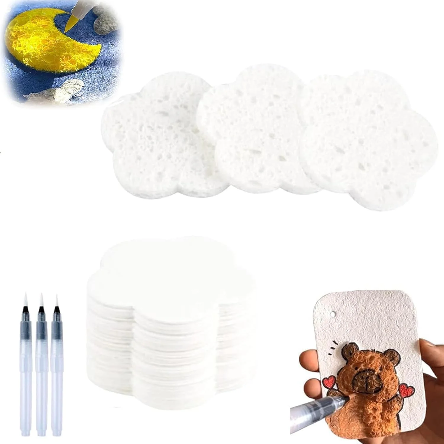 قلم های نقاشی پفی جادویی تزویق، قلم های طراحی با بافت فوم سه بعدی با جوهر سه بعدی، بوم اسفنجی گل، کاغذ نقاشی خالی، هنر DIY دست ساز برای کودکان